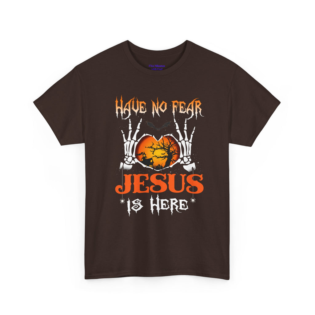 Halloween Faith Tee, Unisex T-Shirt with Skeletons, Jesus is Here, Spooky Season Apparel, Christian Shirt, Autumn Outfit