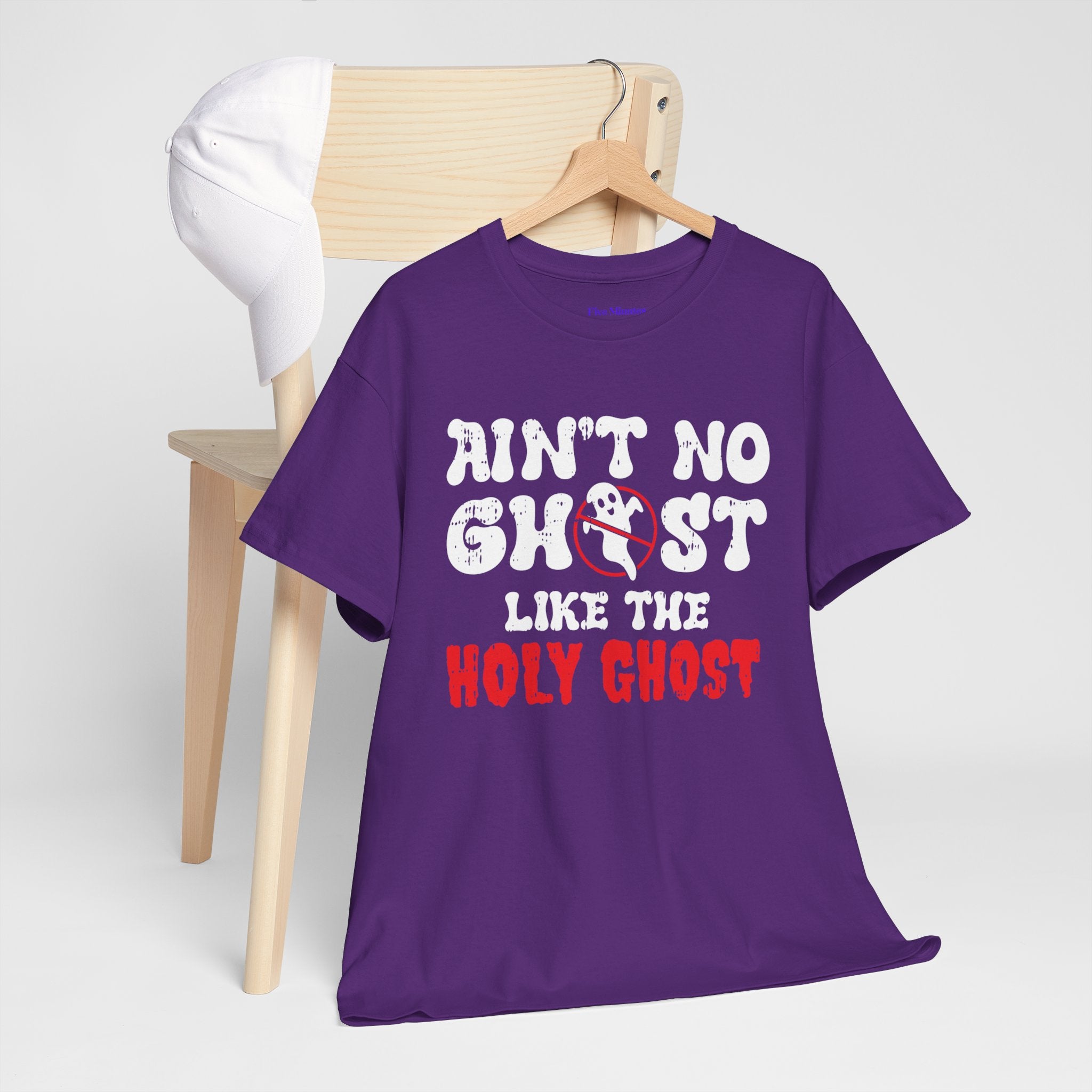 Unisex Heavy Cotton Tee: Ain't No Ghost Like The Holy Ghost, Funny Halloween Shirt, Spooky Gift, Autumn Apparel, Ouija Tee, Party Wear