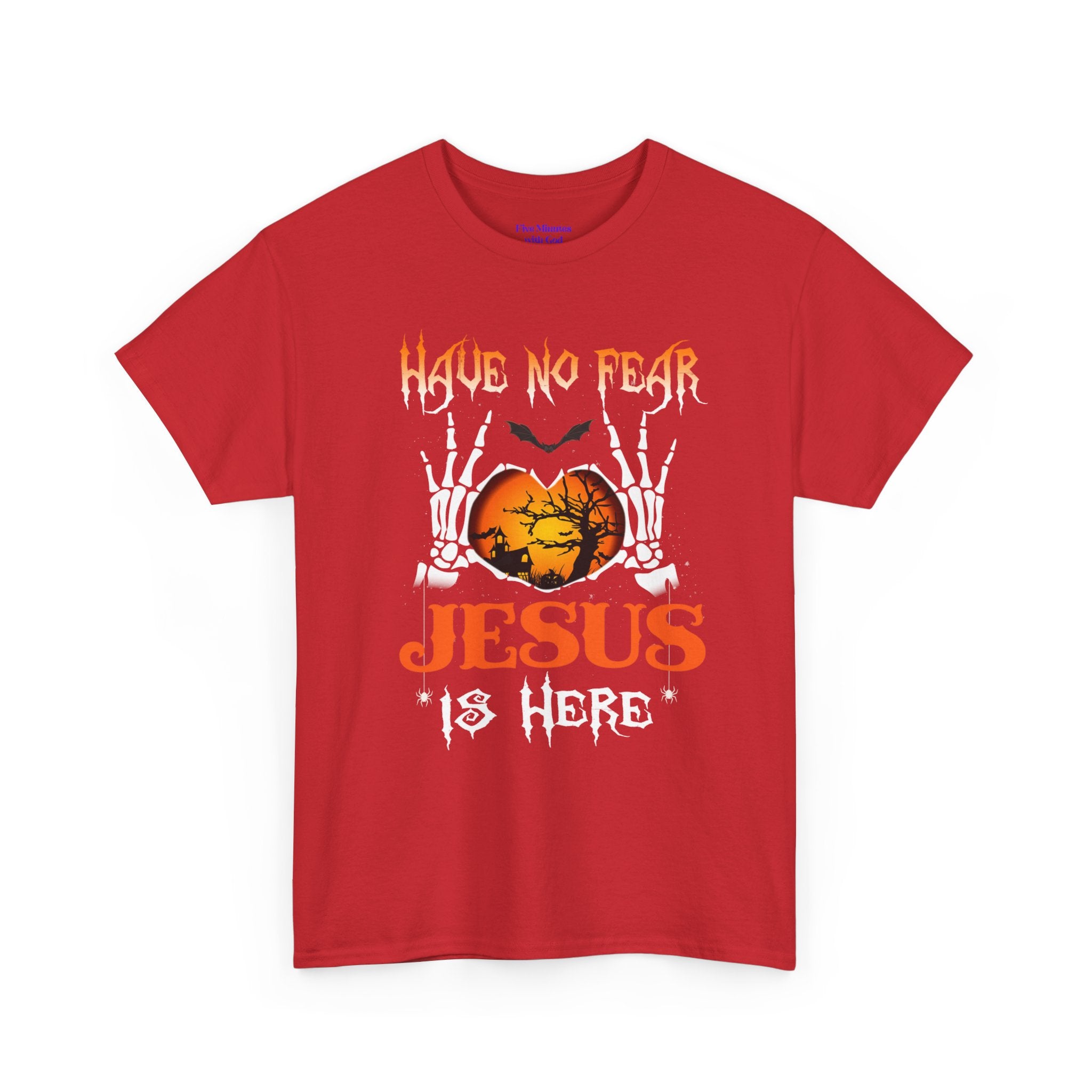 Halloween Faith Tee, Unisex T-Shirt with Skeletons, Jesus is Here, Spooky Season Apparel, Christian Shirt, Autumn Outfit