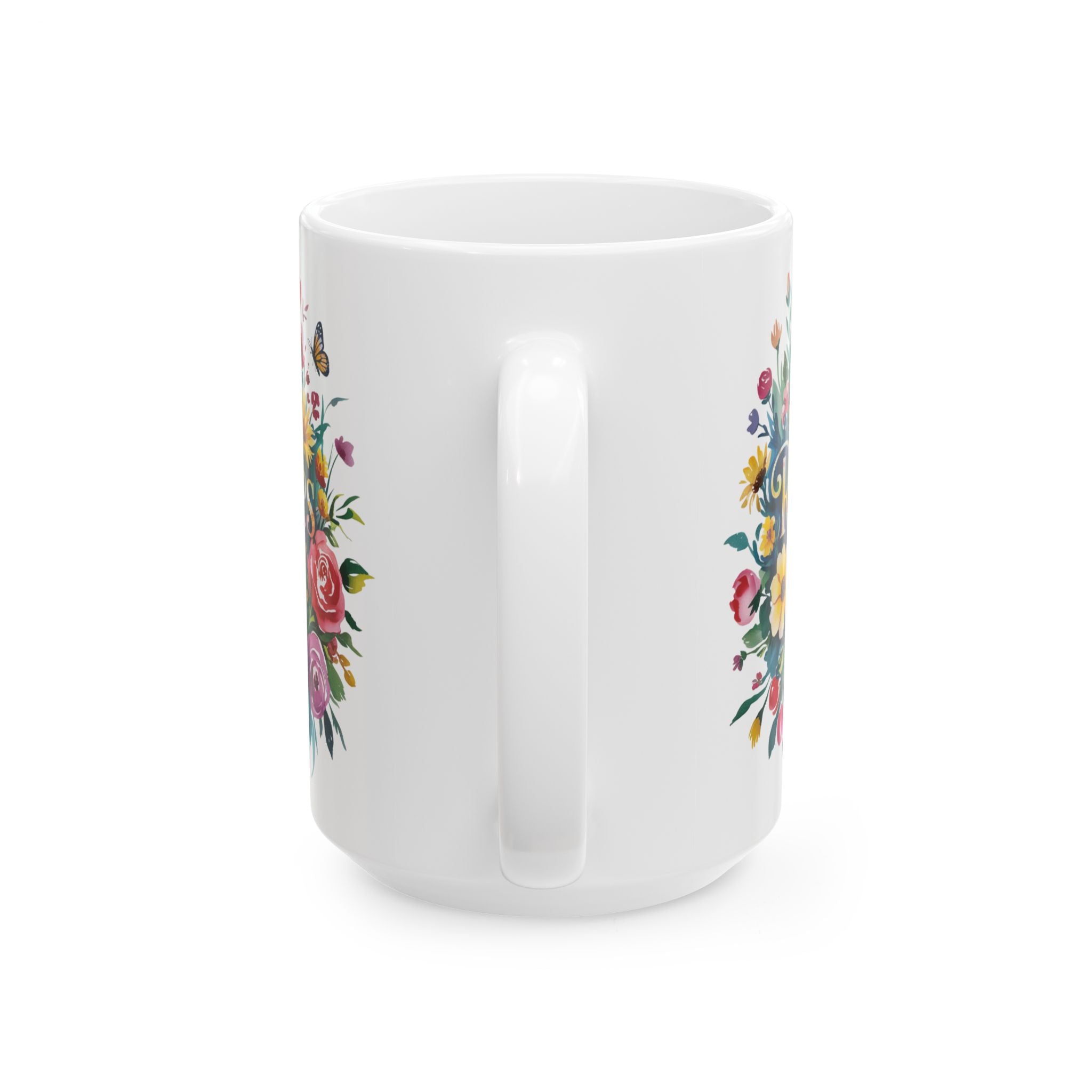 Floral Inspirational Ceramic Mug - Perfect Gift for Tea Lovers, Home Decor, Floral Art, Warm Beverage, Mother's Day, Inspirational Quotes