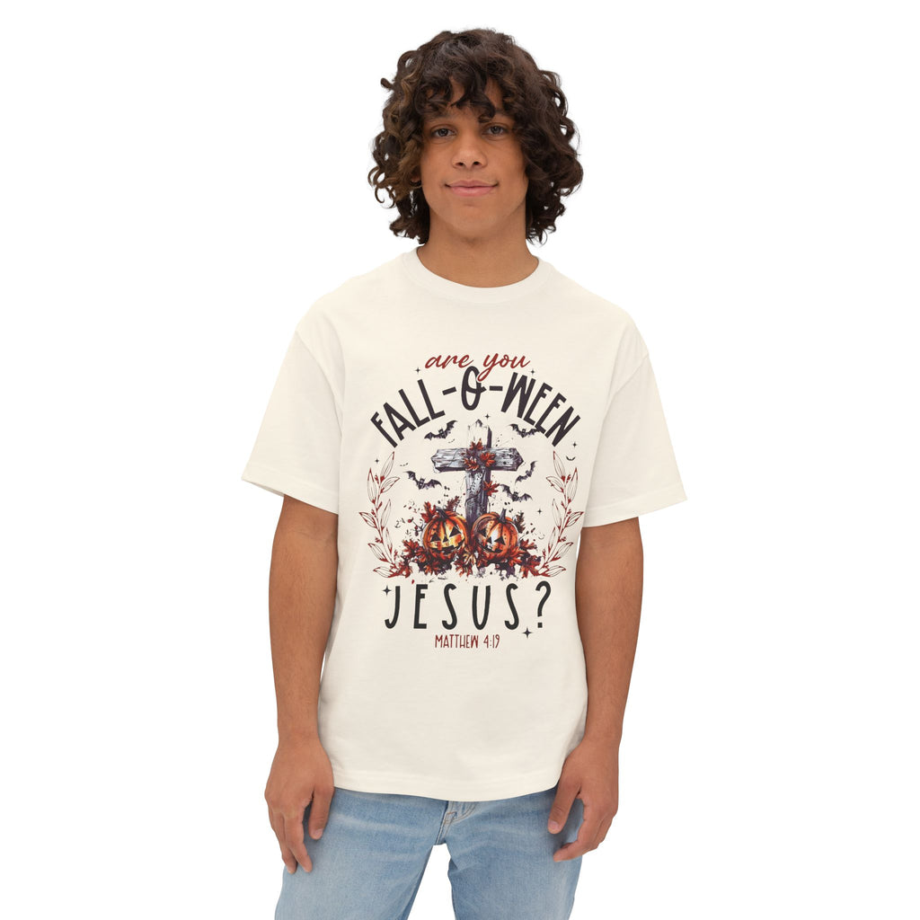 Fall-O-Ween Jesus Boxy Tee, Oversized T-Shirt for Halloween, Unisex, Funny Christian Tee, Casual Fall Wear, Unique Gift Idea
