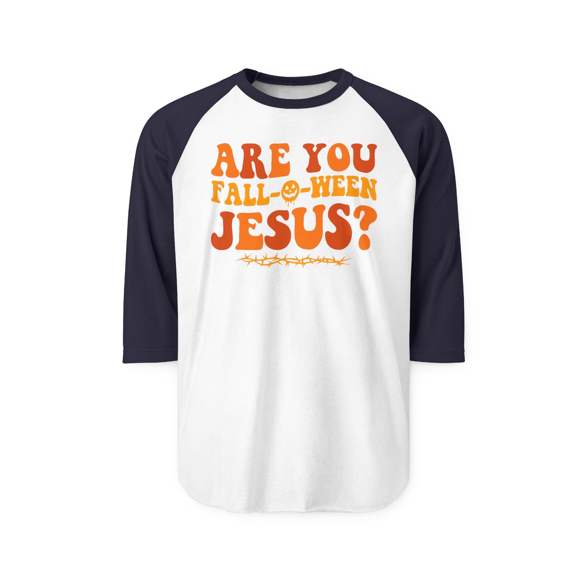 Halloween Jesus Raglan Shirt, Fall-Themed Apparel, Unisex Shirt, Funny Halloween Top, Holiday Outfit, Casual Costume