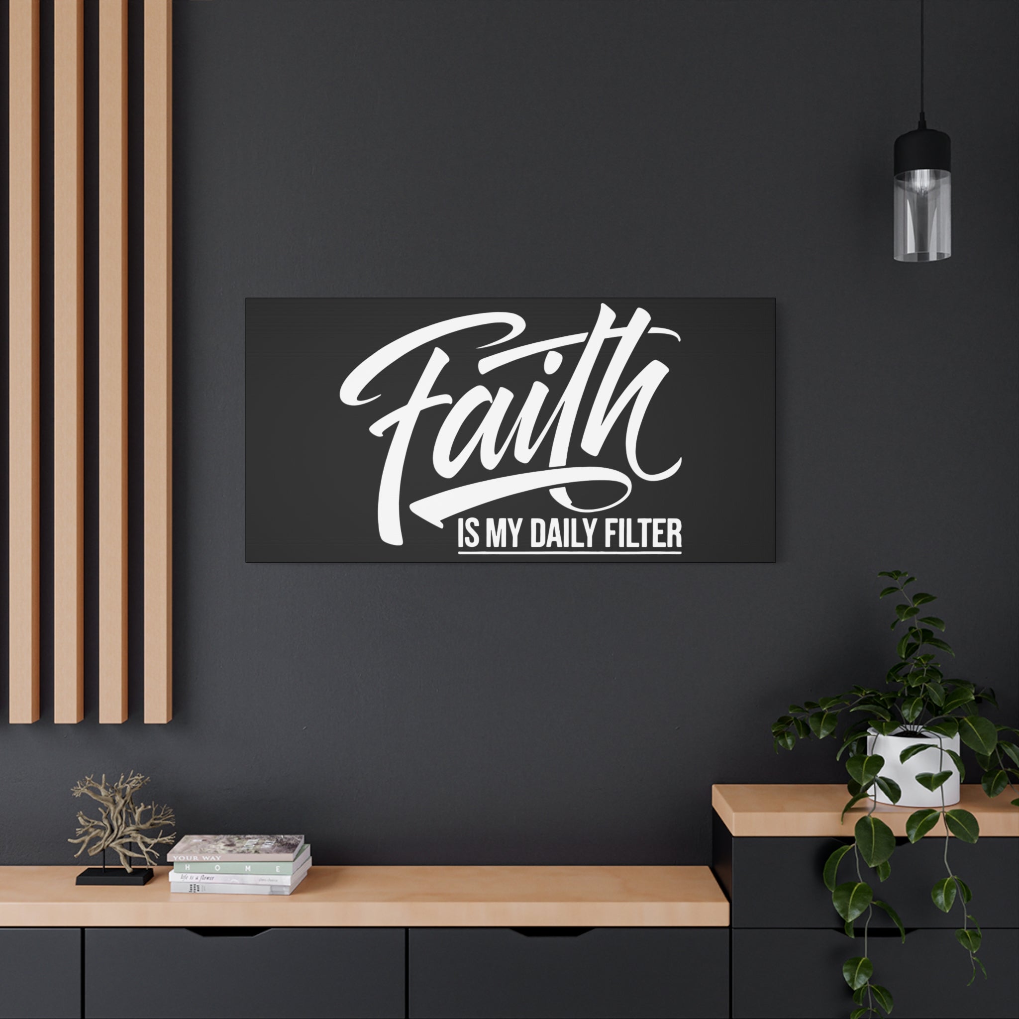 Inspirational Canvas Wall Art, Faith Quote Decor, Motivational Home Decor, Gray Wall Hanging, Gift for Faith Lovers