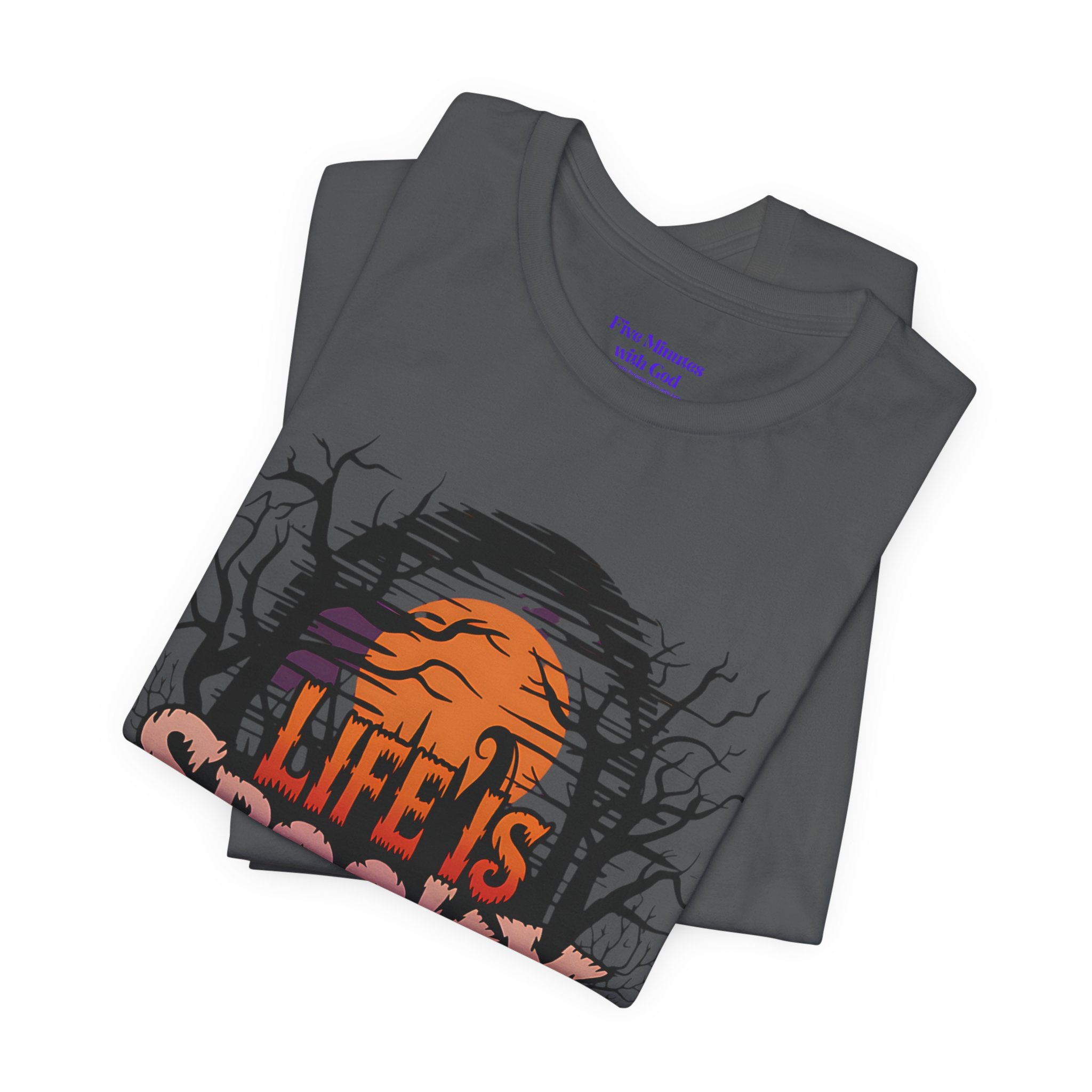 Spooky Jesus Tee - Short Sleeve Unisex Jersey Shirt, Halloween Apparel, Faith-Based Gift, Casual Wear, Everyday Comfort