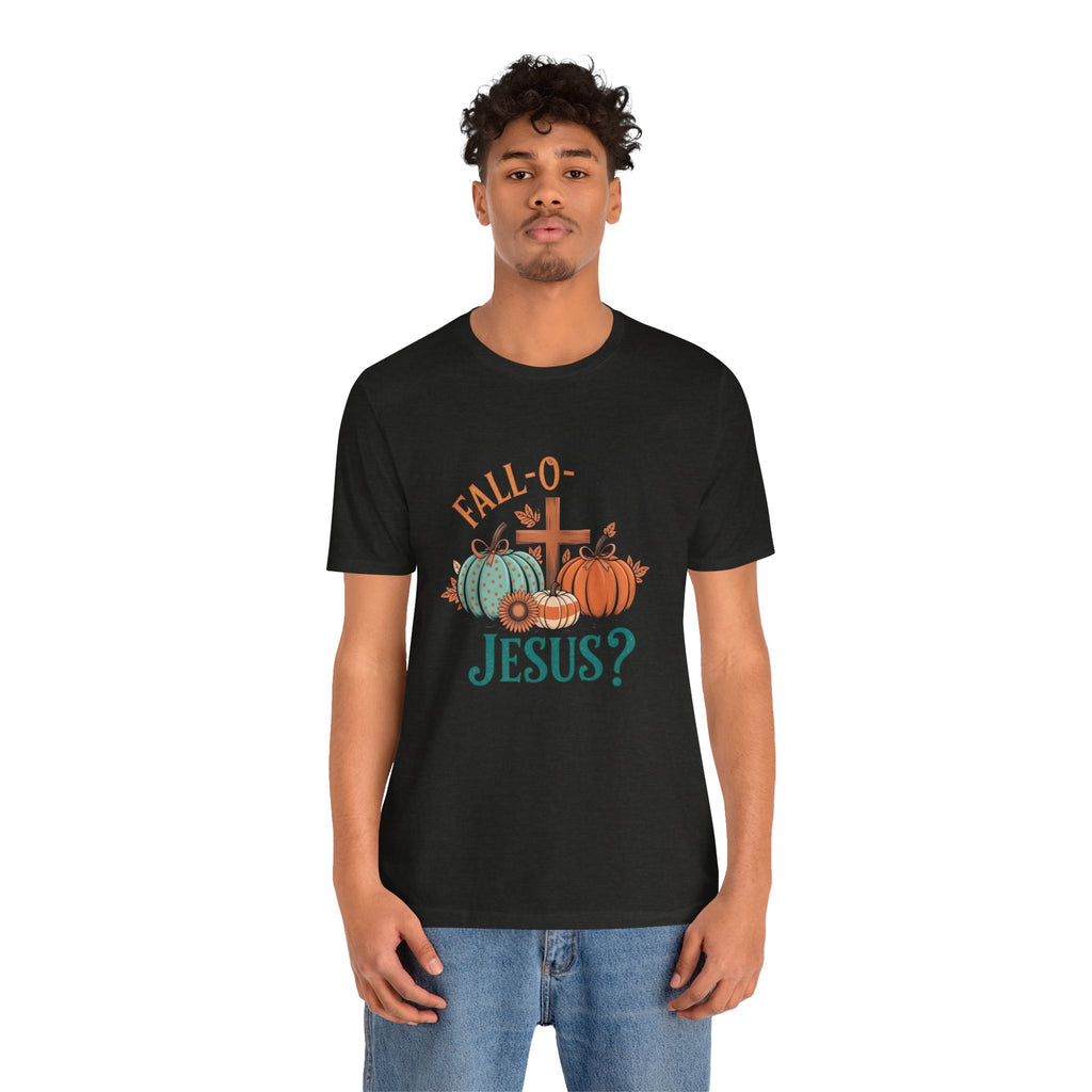 Fall-Themed Jesus T-Shirt, Unisex Short Sleeve Tee, Christian Apparel, Autumn Wear, Pumpkin Design, Halloween Celebration