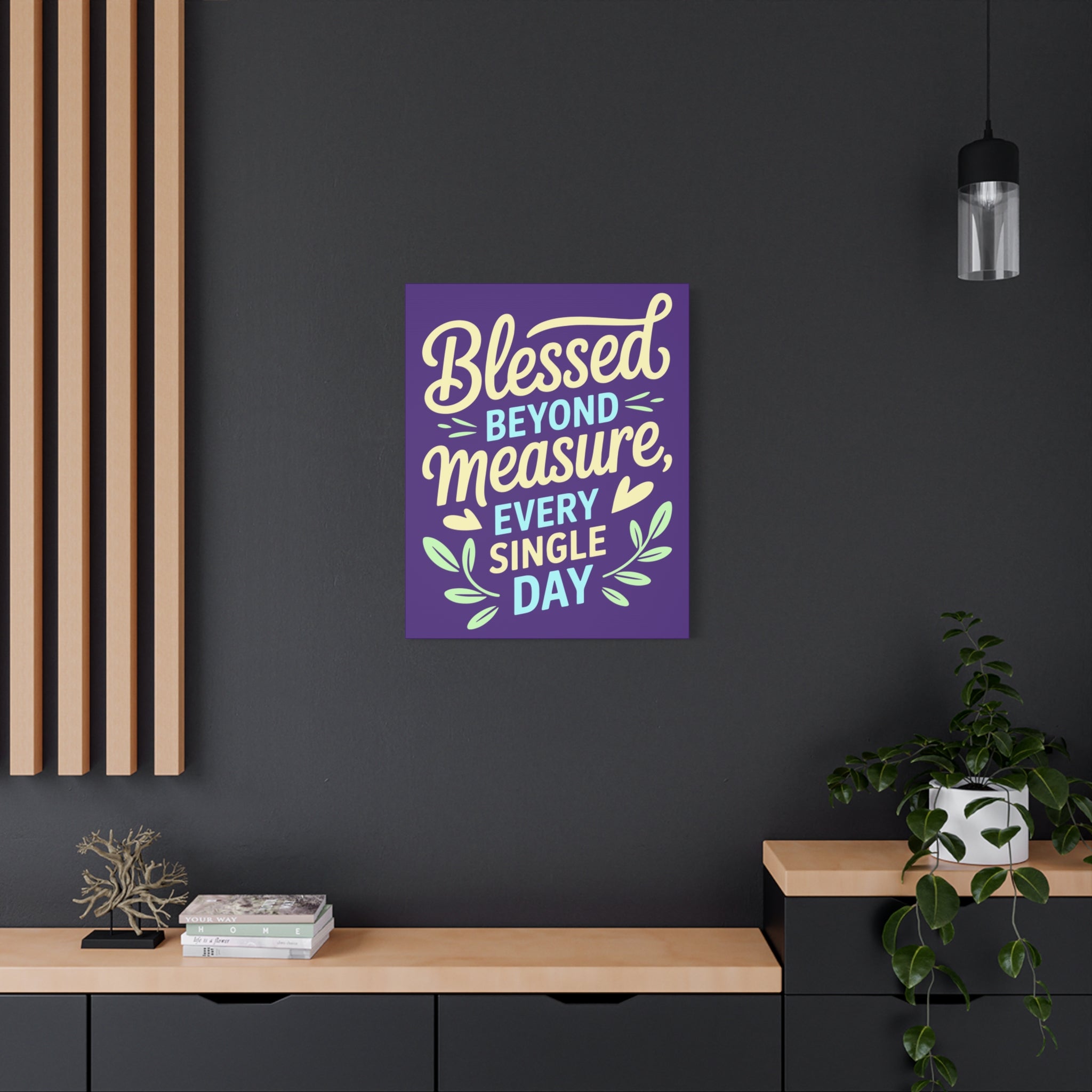 Purple Inspirational Wall Art, Blessed Beyond Measure Canvas, Uplifting Home Decor, Positive Quote Artwork, Gift for Friends & Family