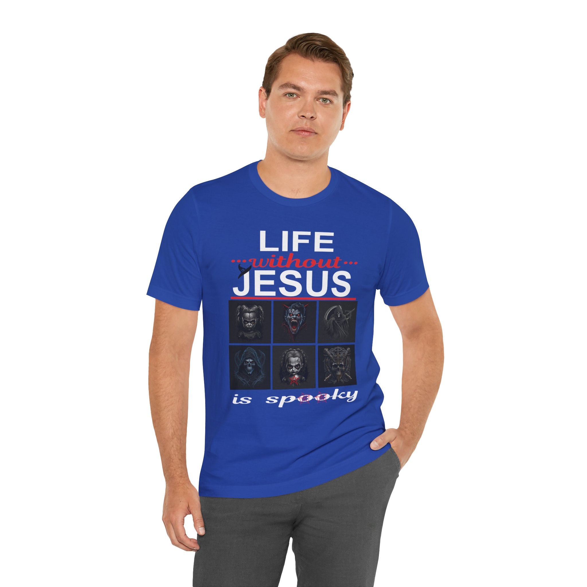 Funny Christian Tee - 'Life Without Jesus is Spooky' Unisex Jersey Short Sleeve T-Shirt, Faith Apparel, Religious Gift, Halloween Tee, [...]