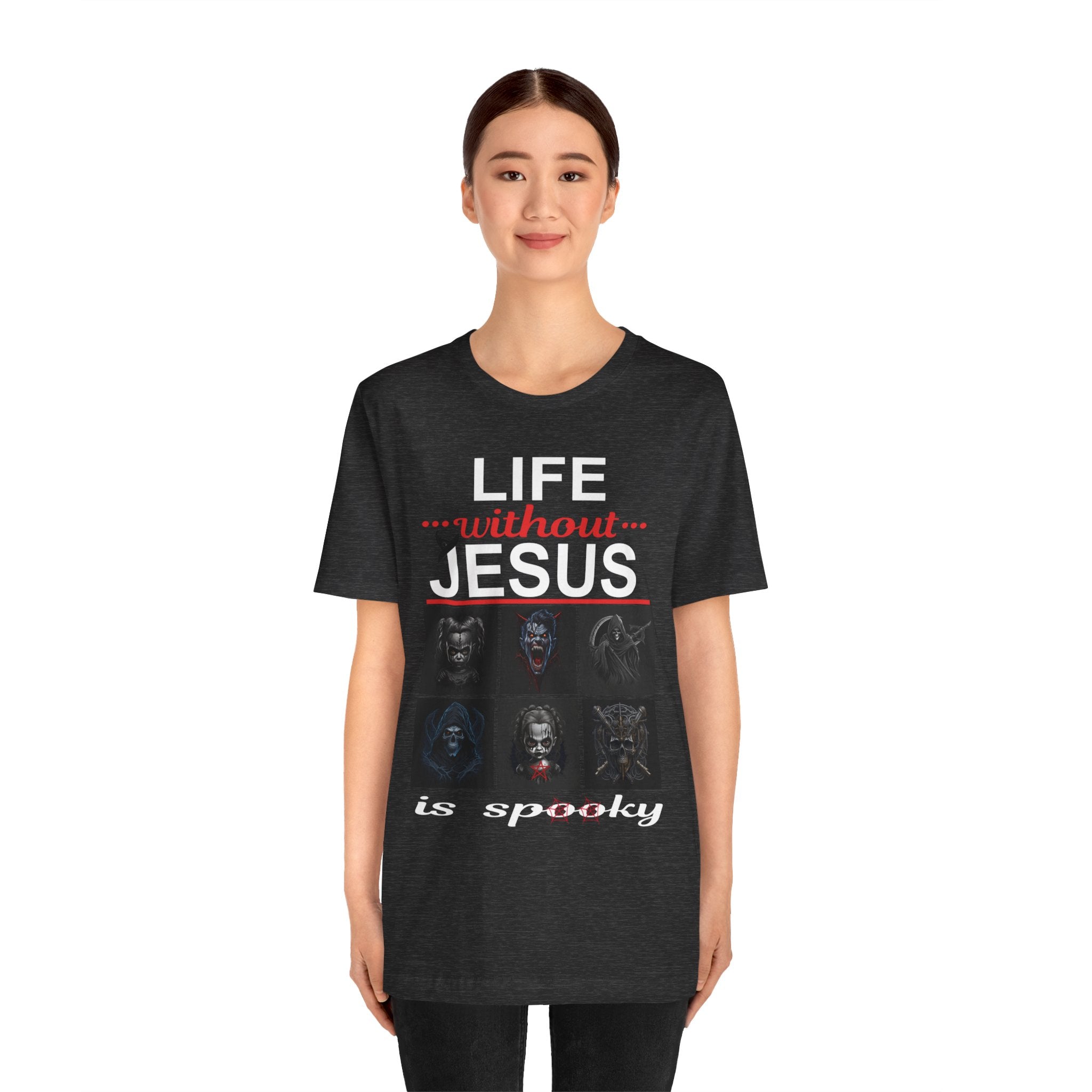 Funny Christian Tee - 'Life Without Jesus is Spooky' Unisex Jersey Short Sleeve T-Shirt, Faith Apparel, Religious Gift, Halloween Tee, [...]