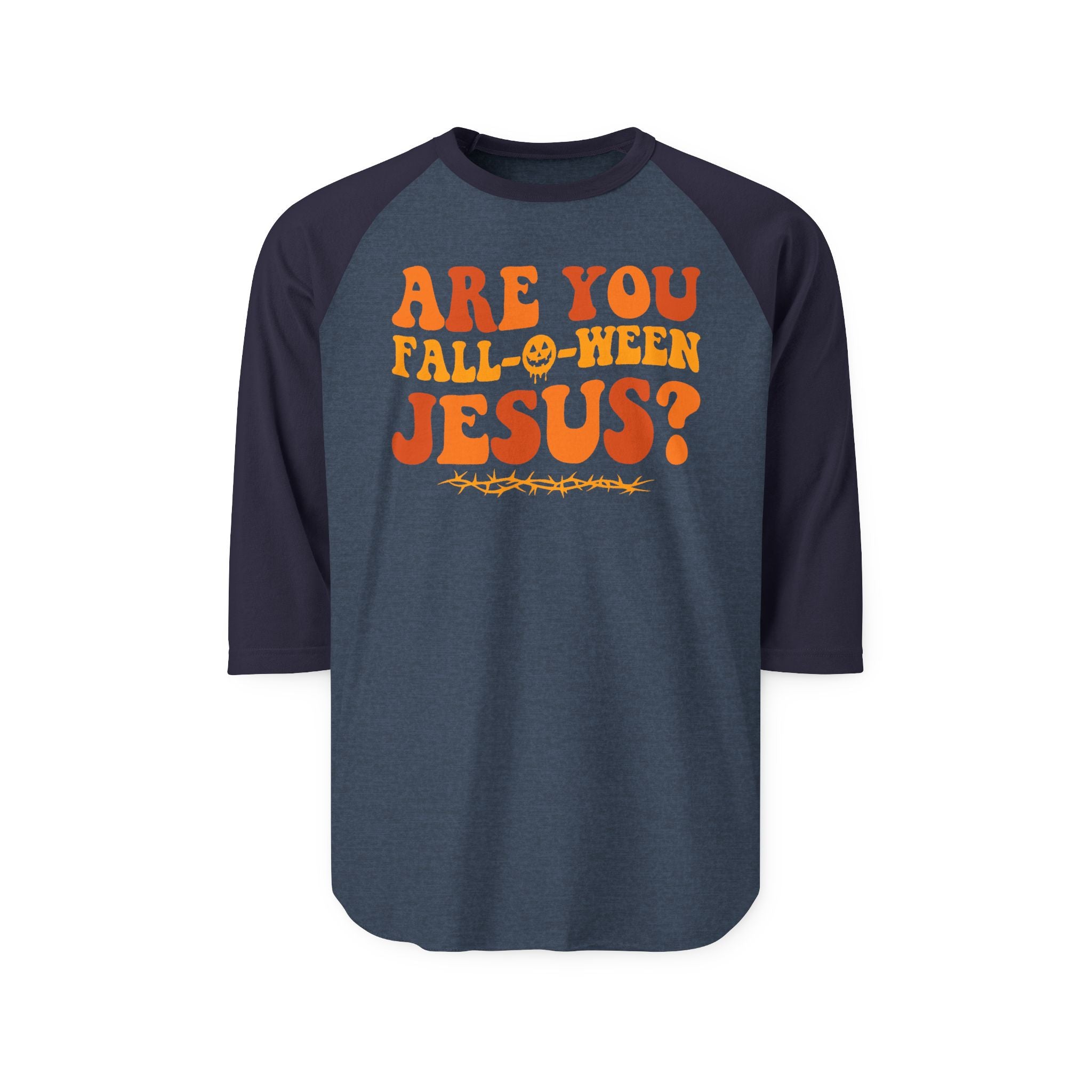 Halloween Jesus Raglan Shirt, Fall-Themed Apparel, Unisex Shirt, Funny Halloween Top, Holiday Outfit, Casual Costume
