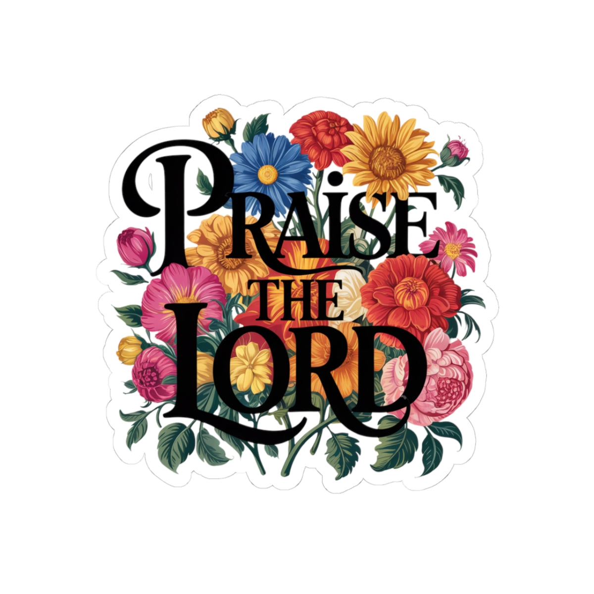 Floral Praise the Lord Stickers | Inspirational Decor, Bible Study Supplies, Christian Gifts, Laptop Stickers, Faith-Based Art