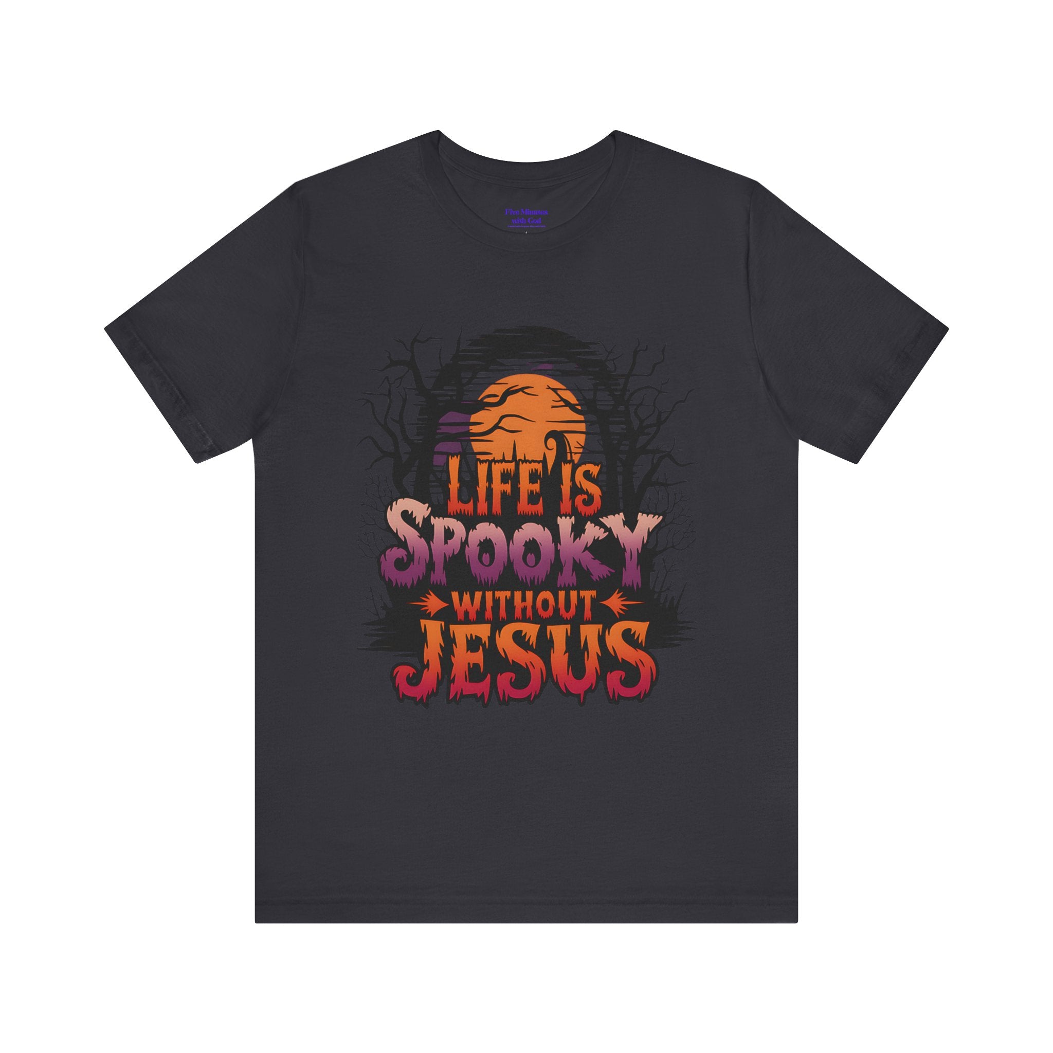 Spooky Jesus Tee - Short Sleeve Unisex Jersey Shirt, Halloween Apparel, Faith-Based Gift, Casual Wear, Everyday Comfort