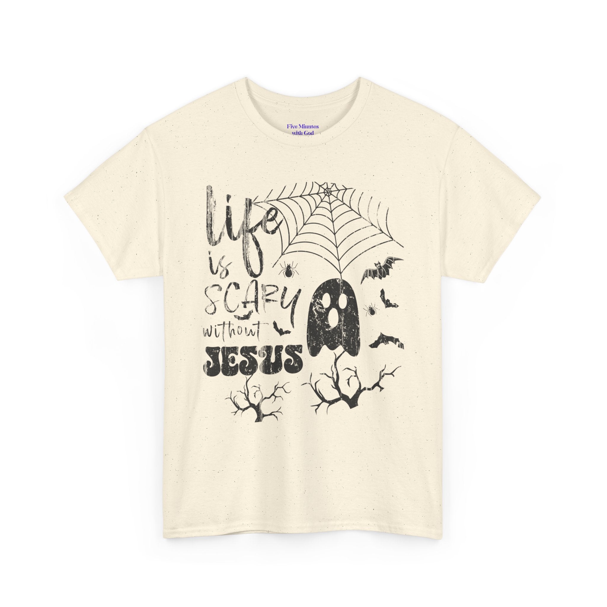 Halloween Ghost Tee: Life is Scary Without Jesus, Unisex Heavy Cotton T-Shirt, Halloween Shirt, Faith-Based Apparel, Cute Ghost Tee, [...]