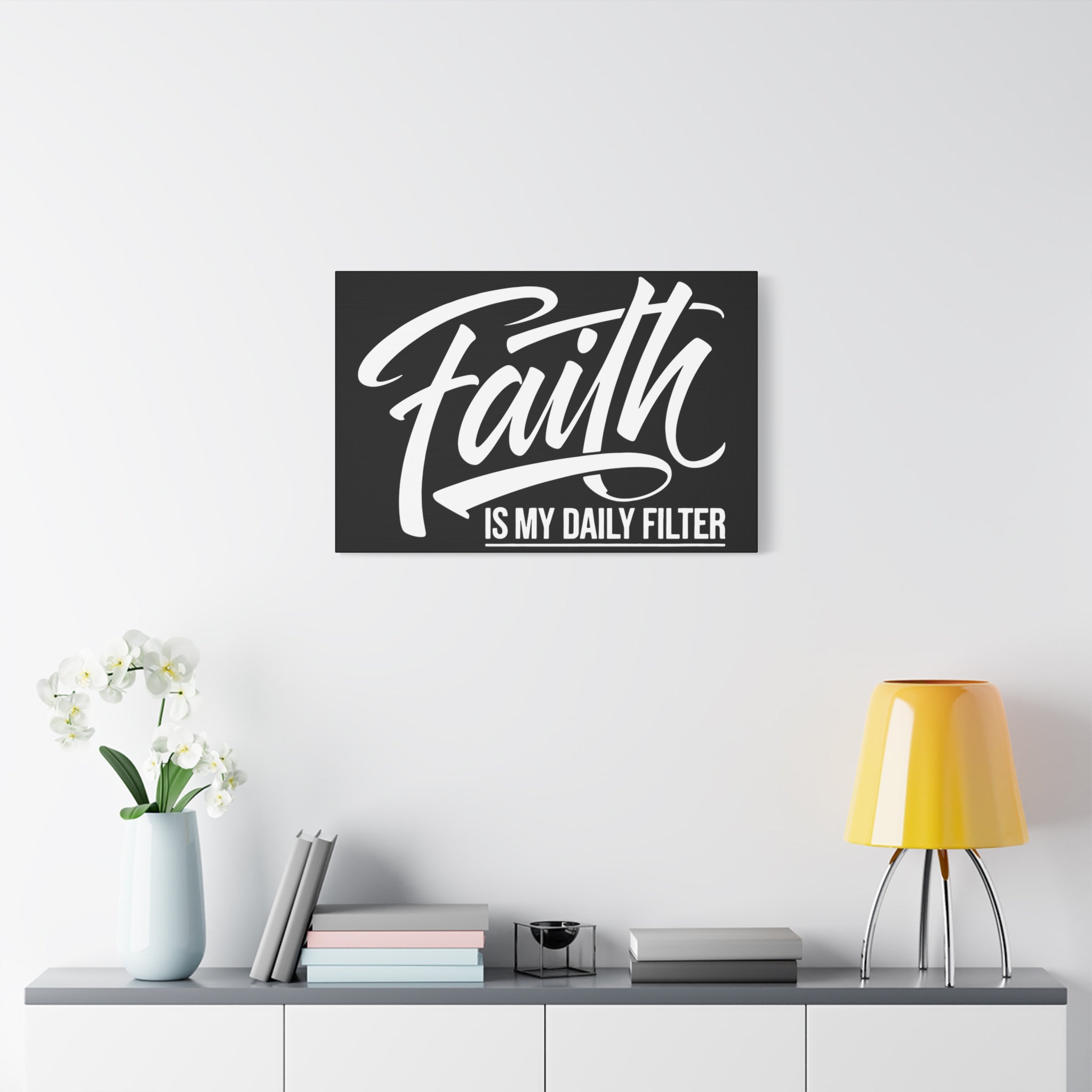 Inspirational Canvas Wall Art, Faith Quote Decor, Motivational Home Decor, Gray Wall Hanging, Gift for Faith Lovers
