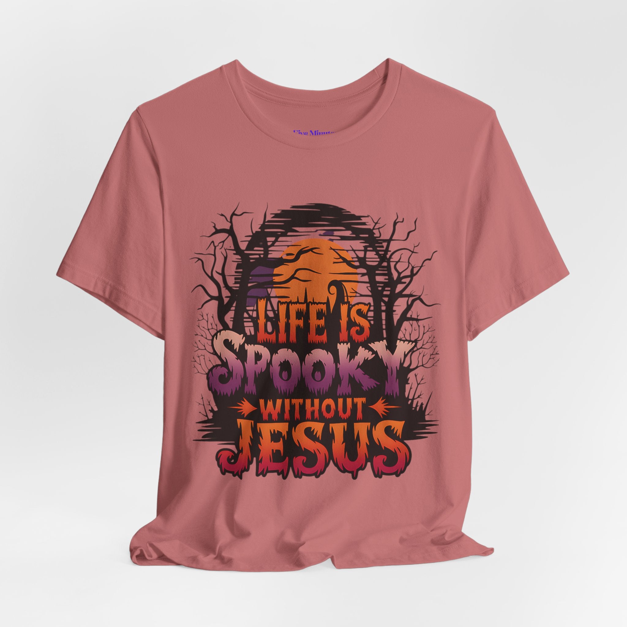 Spooky Jesus Tee - Short Sleeve Unisex Jersey Shirt, Halloween Apparel, Faith-Based Gift, Casual Wear, Everyday Comfort