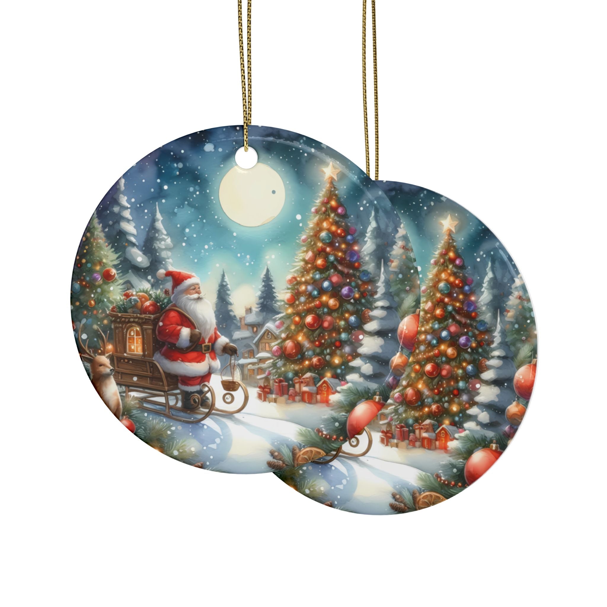 Festive Ceramic Ornaments, Holiday Decor, Christmas Tree Ornaments, Santa Ornament, Winter Decoration, Gift Idea
