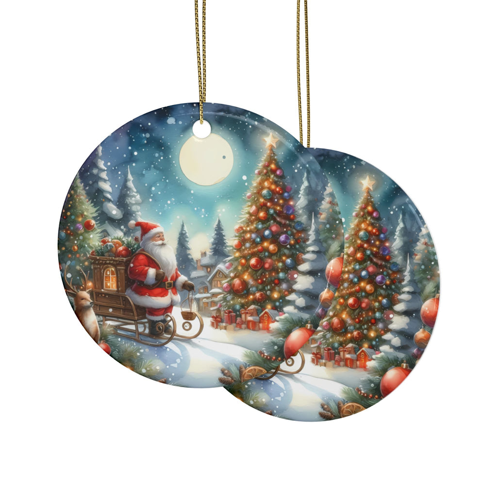 Festive Ceramic Ornaments, Holiday Decor, Christmas Tree Ornaments, Santa Ornament, Winter Decoration, Gift Idea