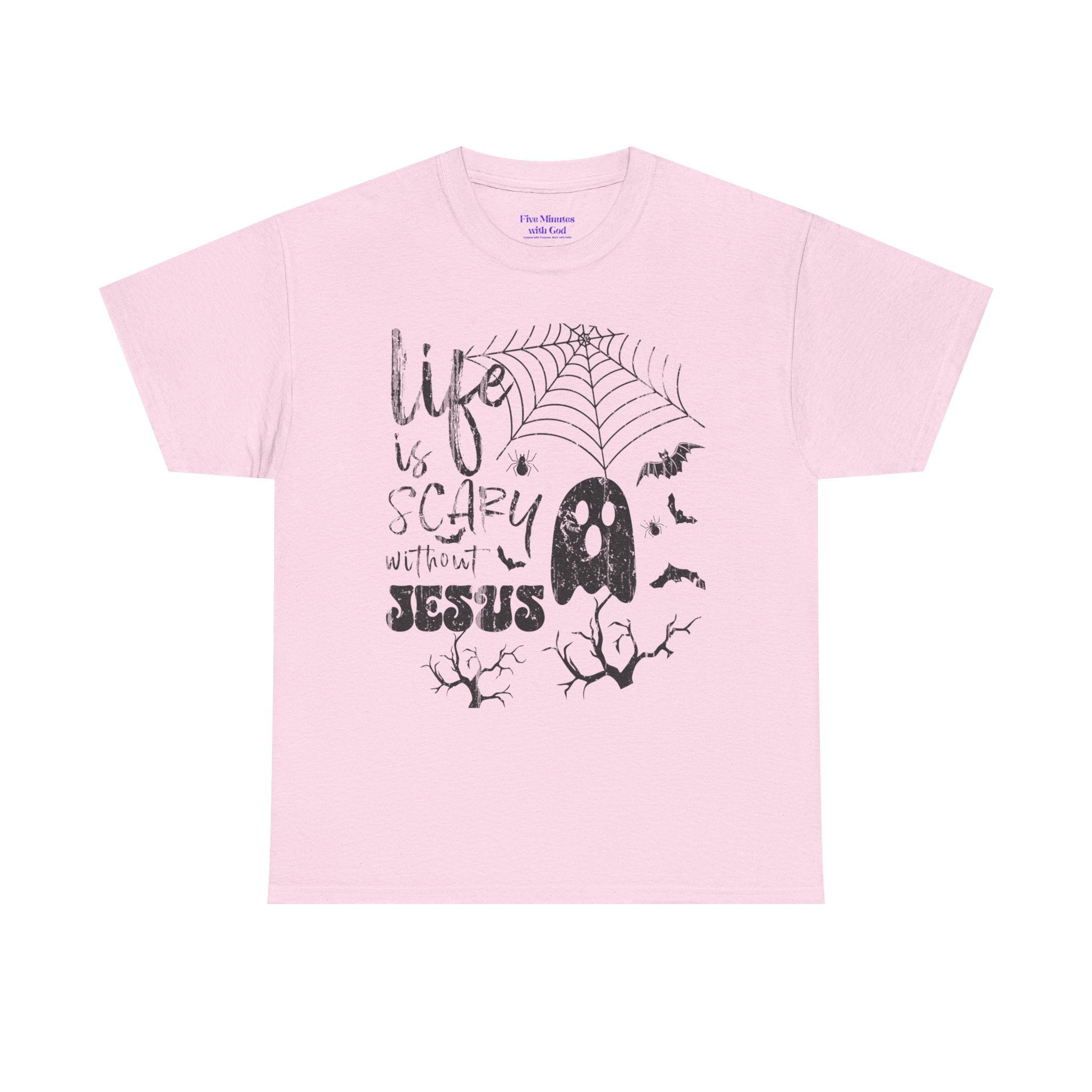 Halloween Ghost Tee: Life is Scary Without Jesus, Unisex Heavy Cotton T-Shirt, Halloween Shirt, Faith-Based Apparel, Cute Ghost Tee, [...]