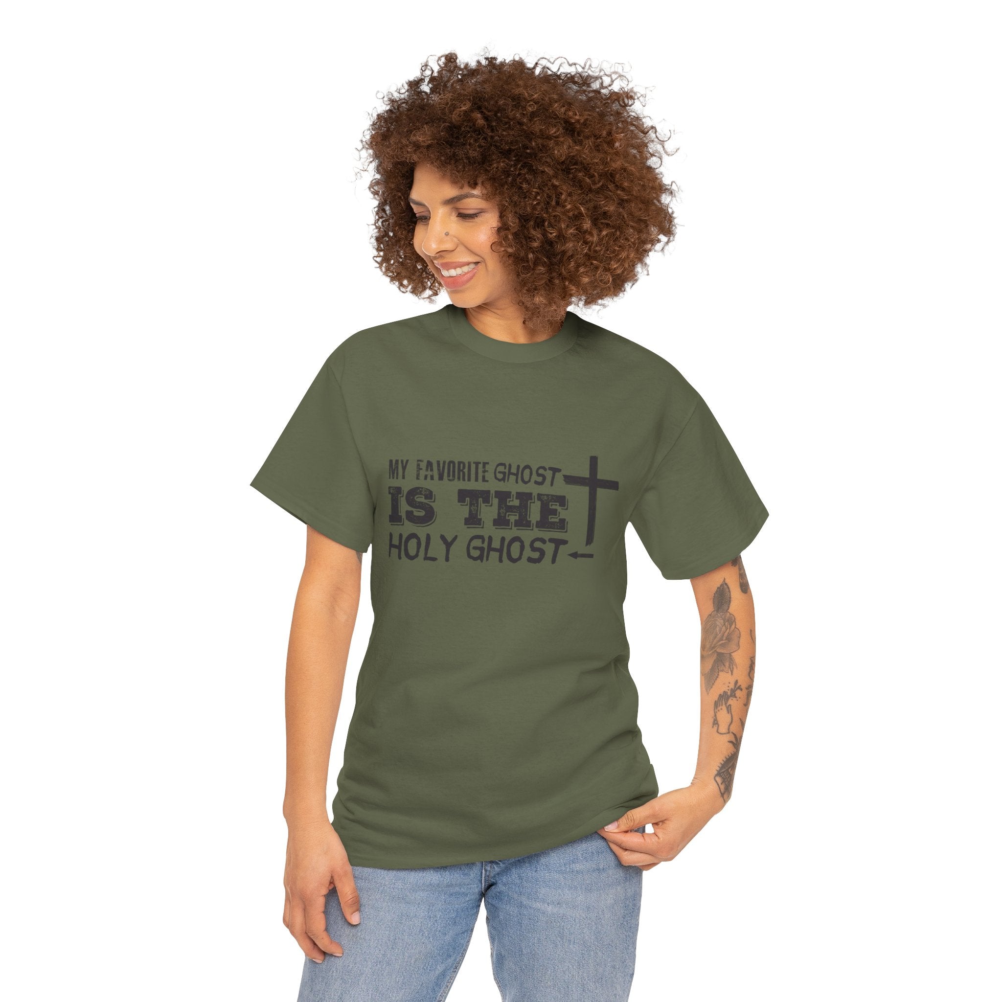Unisex Cotton Tee - My Favorite Ghost is the Holy Ghost Shirt, Religious T-Shirt, Christian Apparel, Spiritual Gift, Halloween Shirt