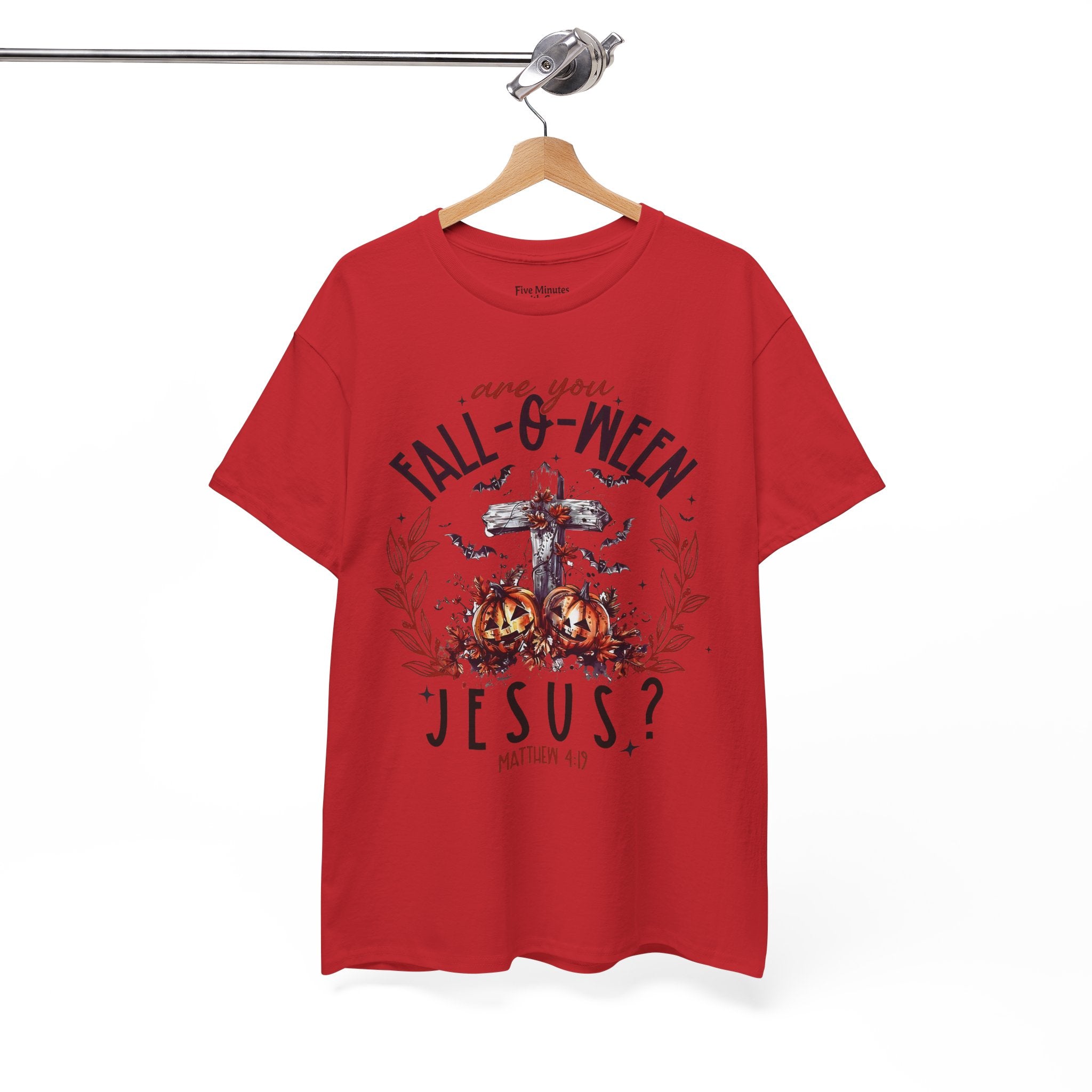 Fall-O-Ween Jesus Unisex Heavy Cotton Tee, Halloween Shirt, Christian T-Shirt, Autumn Apparel, Gift for Him/Her