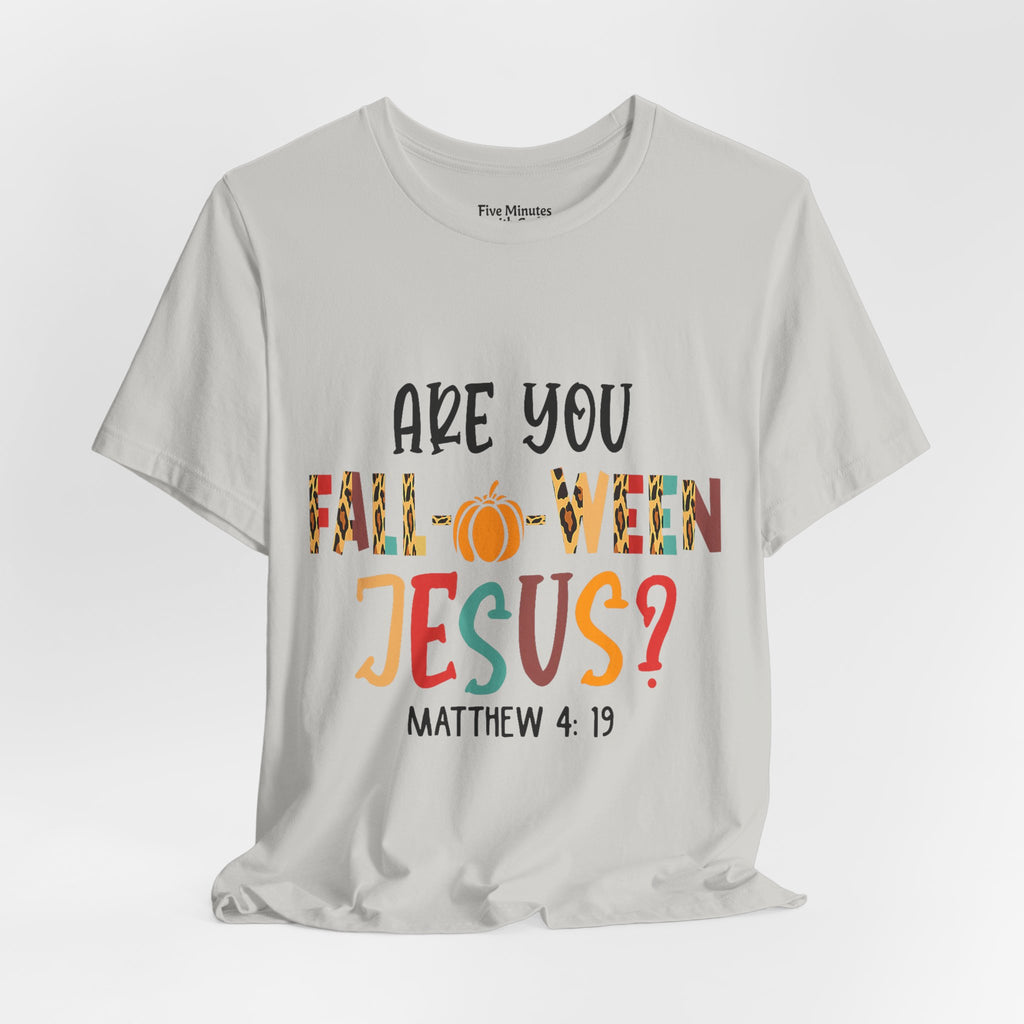 Fall-Themed Jesus Tee | Unisex Jersey Short Sleeve T-Shirt, Halloween Church Wear, Faith-Based Gift, Cozy Casual Top