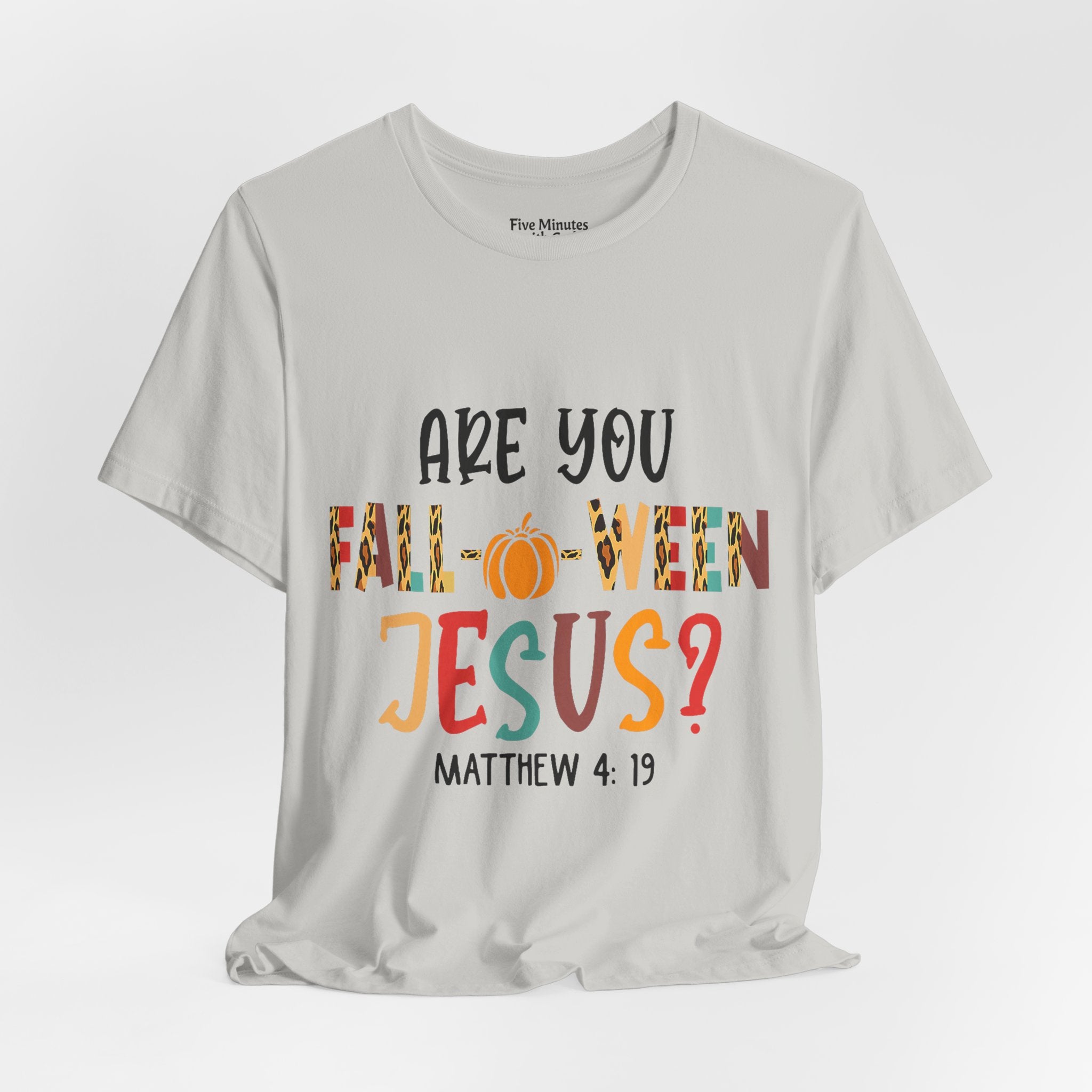 Fall-Themed Jesus Tee | Unisex Jersey Short Sleeve T-Shirt, Halloween Church Wear, Faith-Based Gift, Cozy Casual Top
