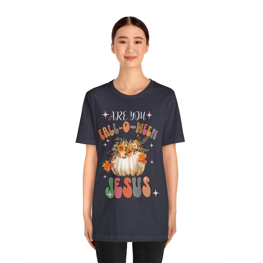 Fall-Themed Jesus Tee, Unisex Jersey T-Shirt, Cozy Autumn Apparel, Thanksgiving Gift, Fall Celebration Shirt, Christian Fashion