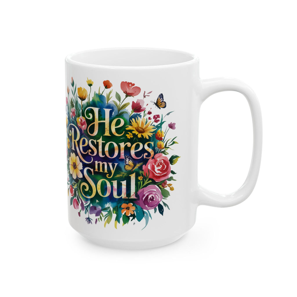 Floral Inspirational Ceramic Mug - Perfect Gift for Tea Lovers, Home Decor, Floral Art, Warm Beverage, Mother's Day, Inspirational Quotes