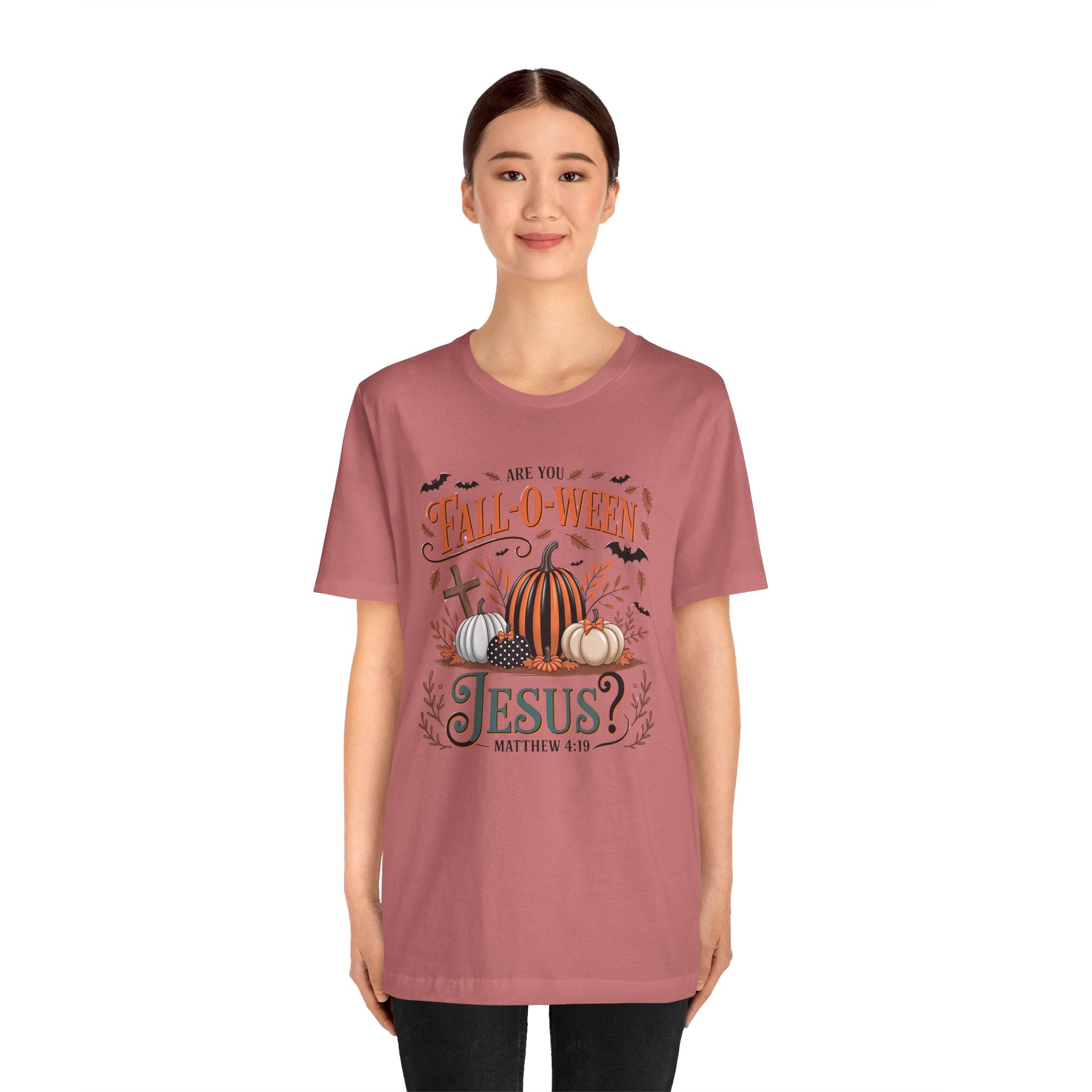 Fall-O-Ween Jesus Tee, Funny Fall T-Shirt, Unisex Pumpkin Shirt, Halloween Christian Top, Autumn Graphic Tee, Religious Casual Wear
