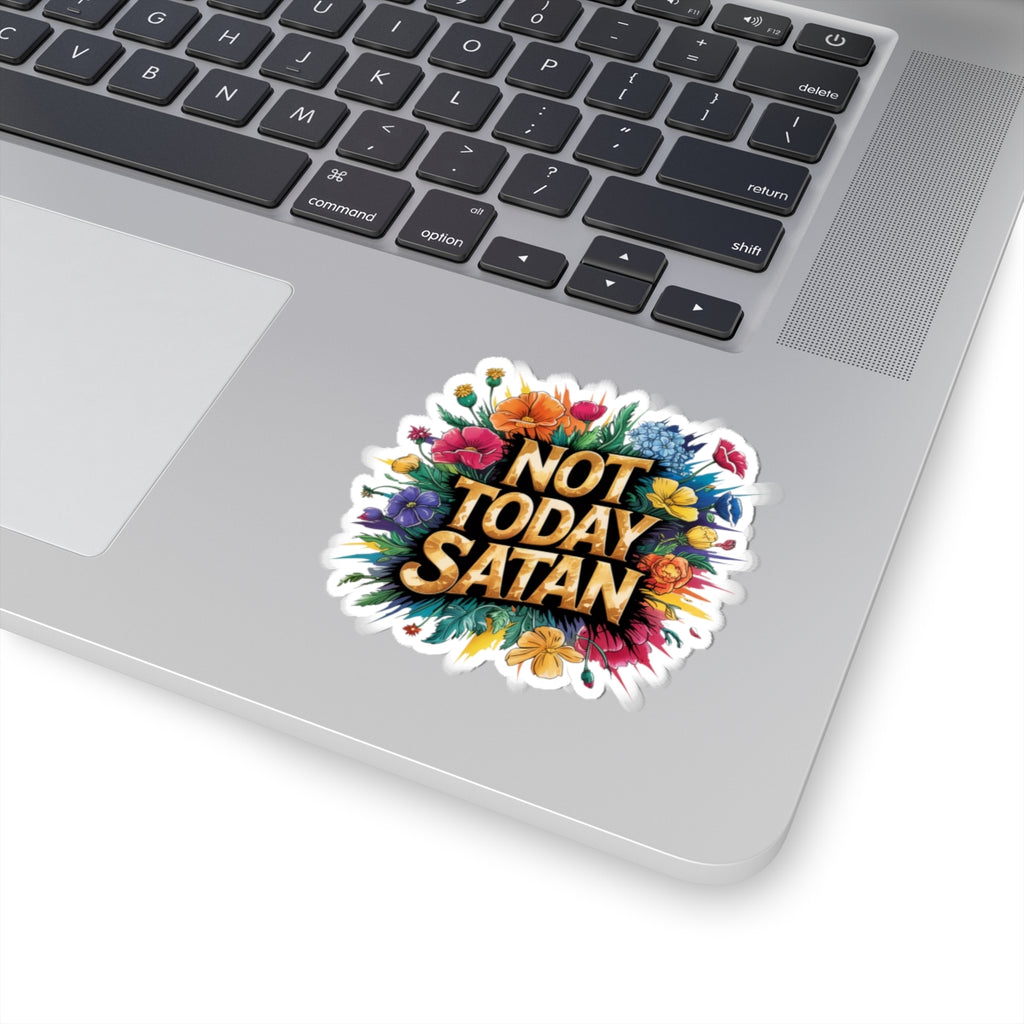 Vibrant Kiss-Cut Stickers, Not Today Satan Floral Design, Laptop Decor, Motivational Gifts, Planner Accessories, Artsy Decor