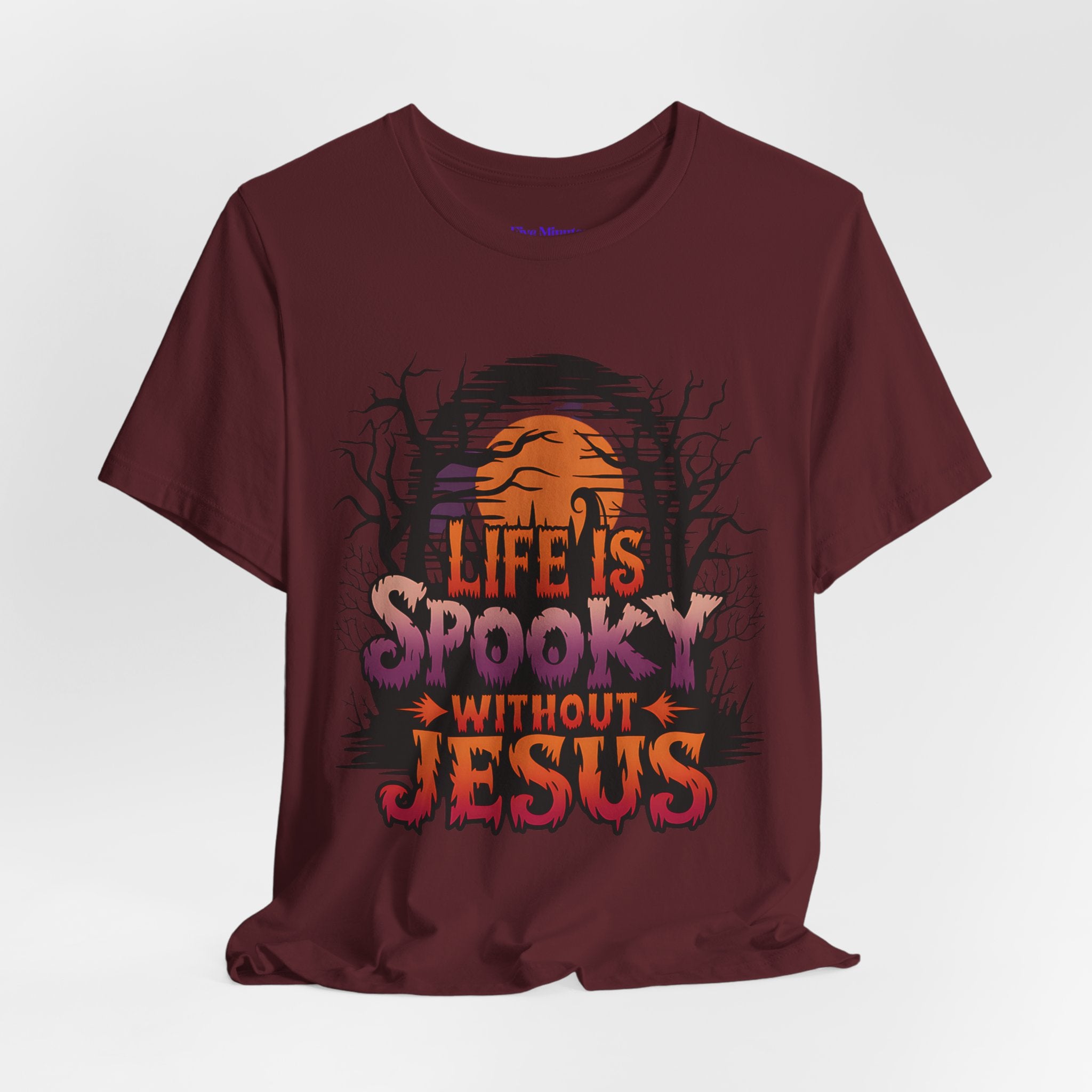 Spooky Jesus Tee - Short Sleeve Unisex Jersey Shirt, Halloween Apparel, Faith-Based Gift, Casual Wear, Everyday Comfort