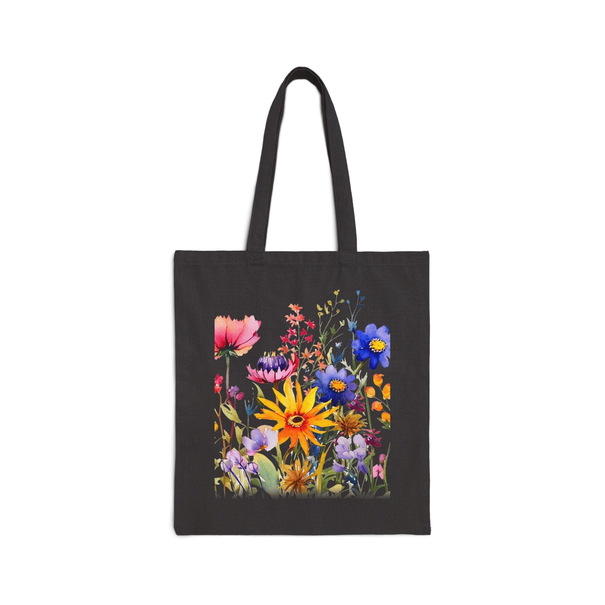Floral Cotton Canvas Tote Bag, Eco-Friendly Shopping Bag, Reusable Tote for Beach, Grocery, Gifts, Spring Floral Design