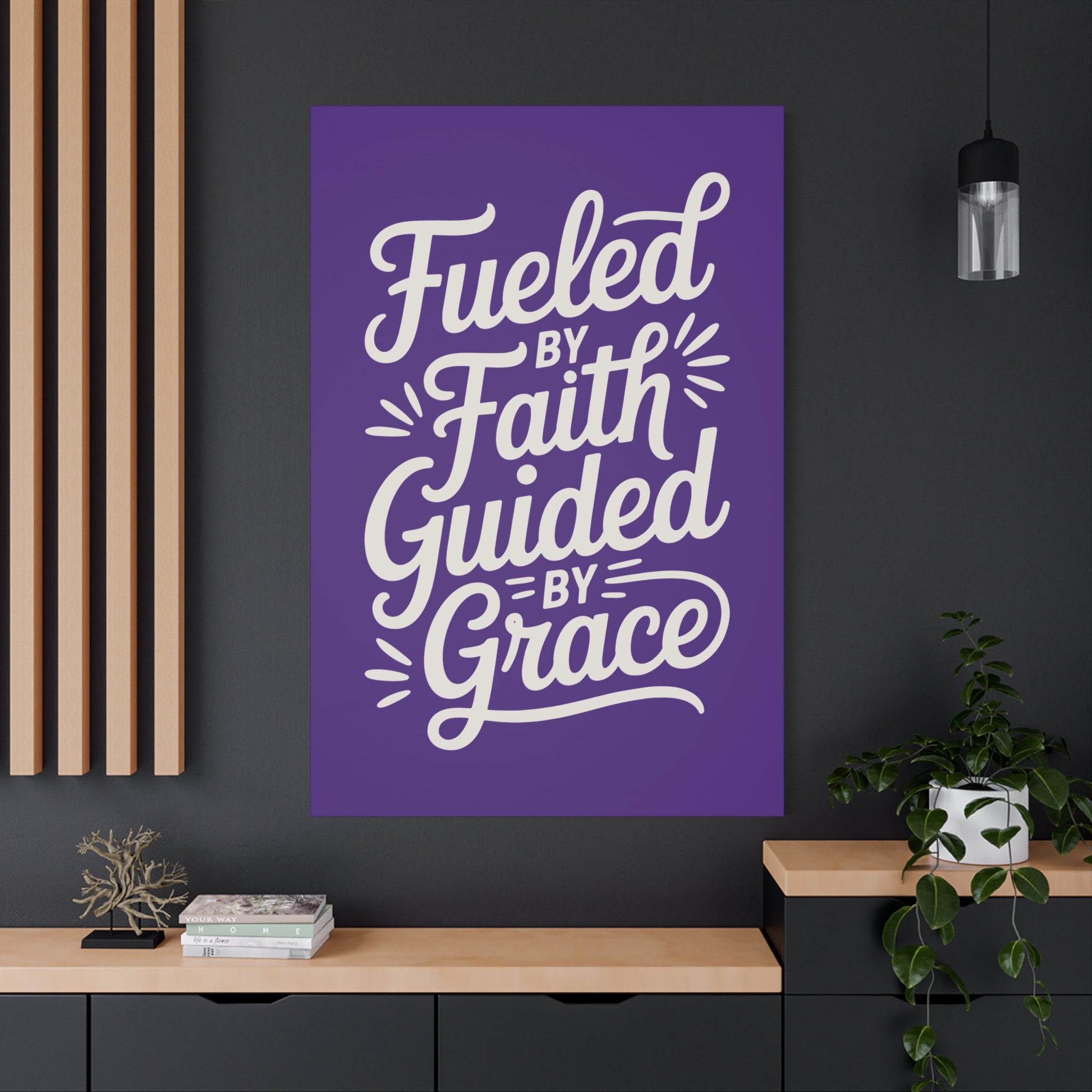 Purple Stretched Canvas Art, Motivational Wall Decor, Home Inspirational Art, Faith-Based Decor, Gift for Faith Lovers