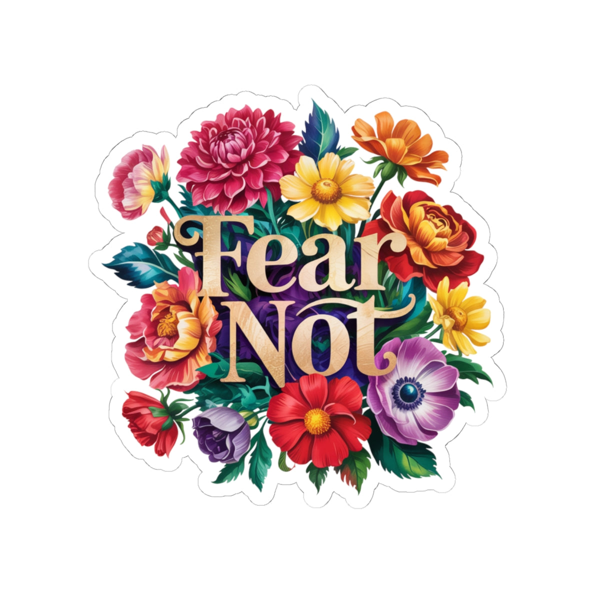 Fear Not Floral Kiss-Cut Stickers | Inspirational Floral Art, Laptop Decor, Gift for Friends, Nature Lover, Positive Affirmation