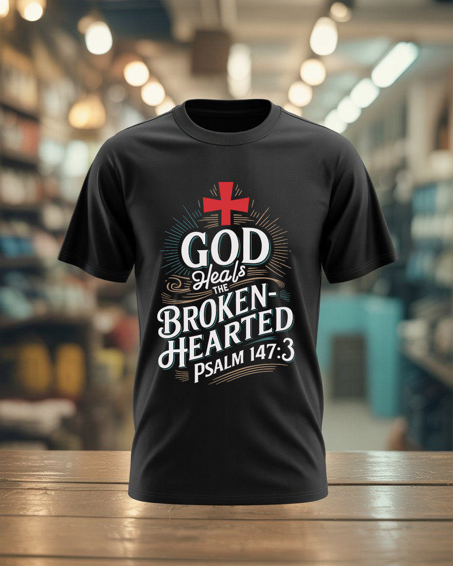 Faith-Inspired Unisex T-Shirt, God Heals The Broken-Hearted Tee