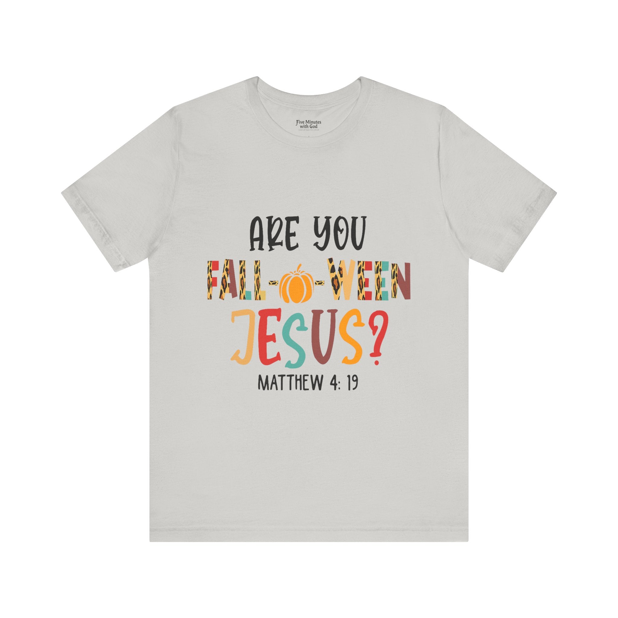 Fall-Themed Jesus Tee | Unisex Jersey Short Sleeve T-Shirt, Halloween Church Wear, Faith-Based Gift, Cozy Casual Top