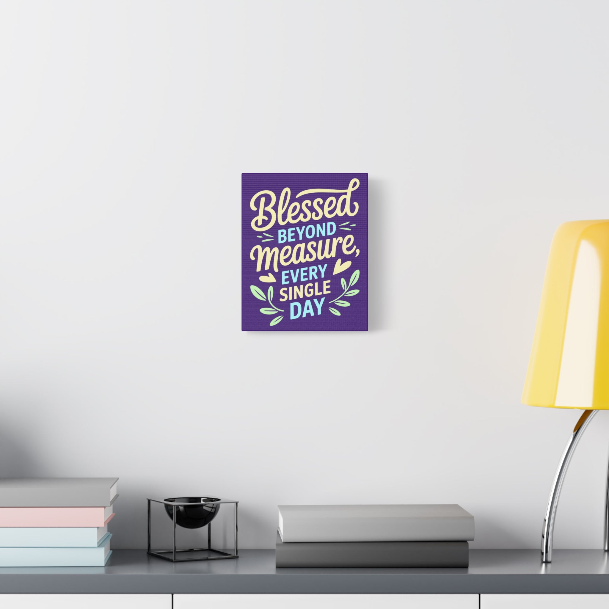 Purple Inspirational Wall Art, Blessed Beyond Measure Canvas, Uplifting Home Decor, Positive Quote Artwork, Gift for Friends & Family