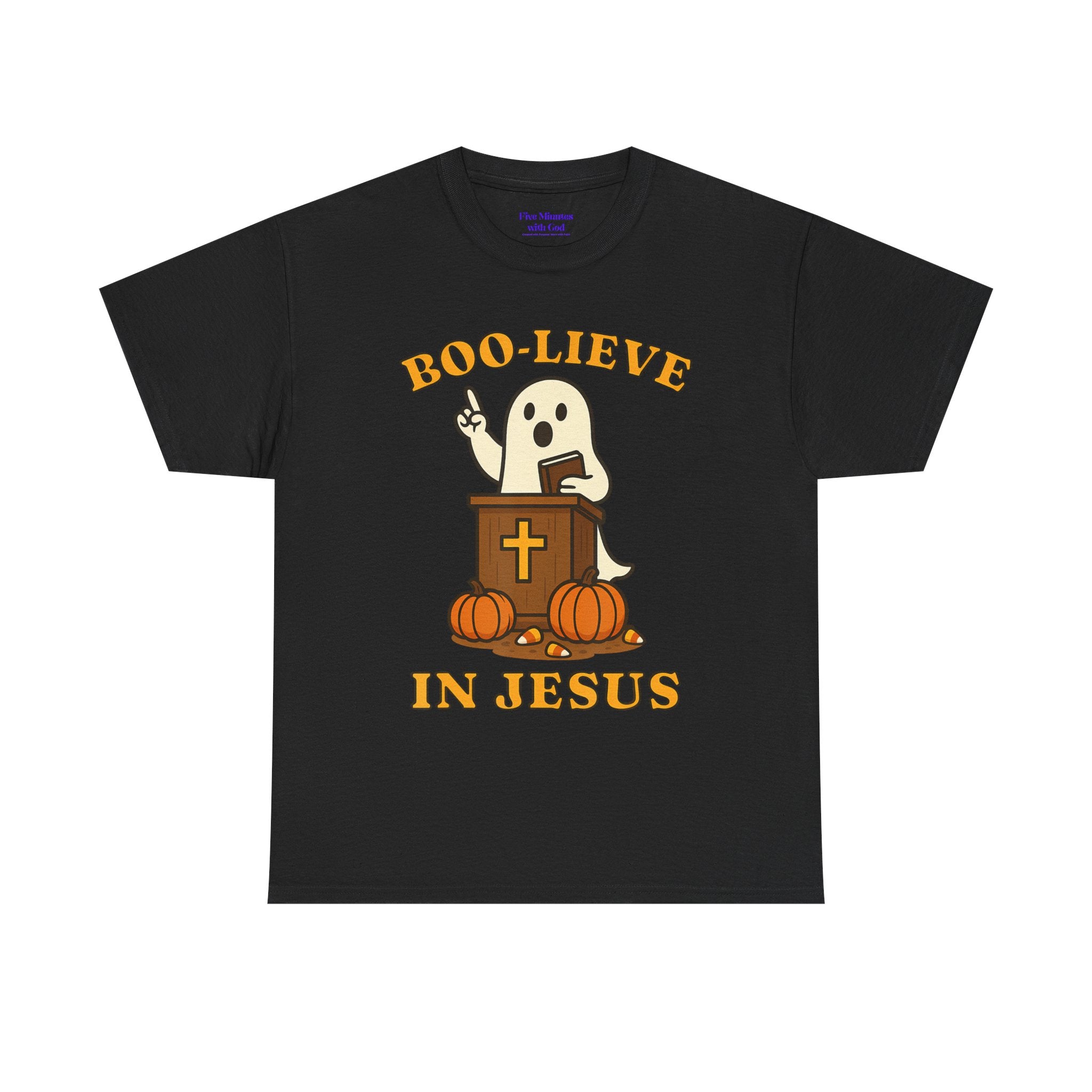 Boo-Lieve in Jesus Tee, Halloween Shirt, Unisex Cotton Tee, Fall Fashion, Religious T-Shirt, Spooky Season Apparel