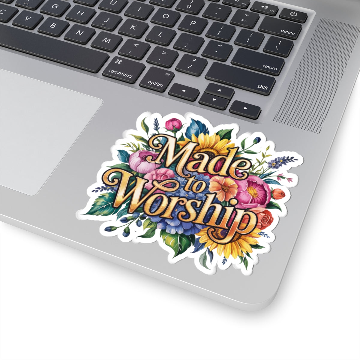 Vibrant Floral Worship Kiss-Cut Stickers, Inspirational Art, Laptop Decor, Scrapbooking, Faith-Based Gifts, Religious Stickers