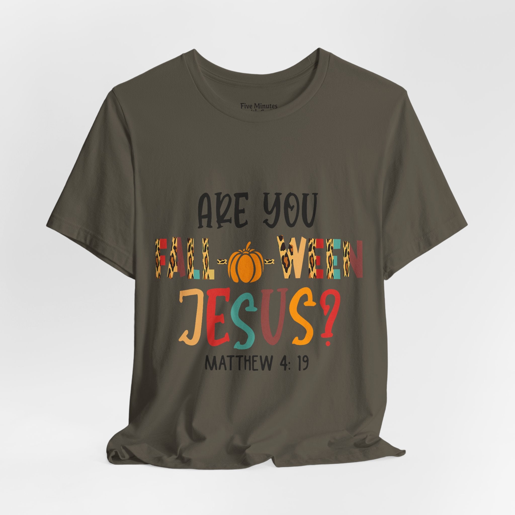 Fall-Themed Jesus Tee | Unisex Jersey Short Sleeve T-Shirt, Halloween Church Wear, Faith-Based Gift, Cozy Casual Top