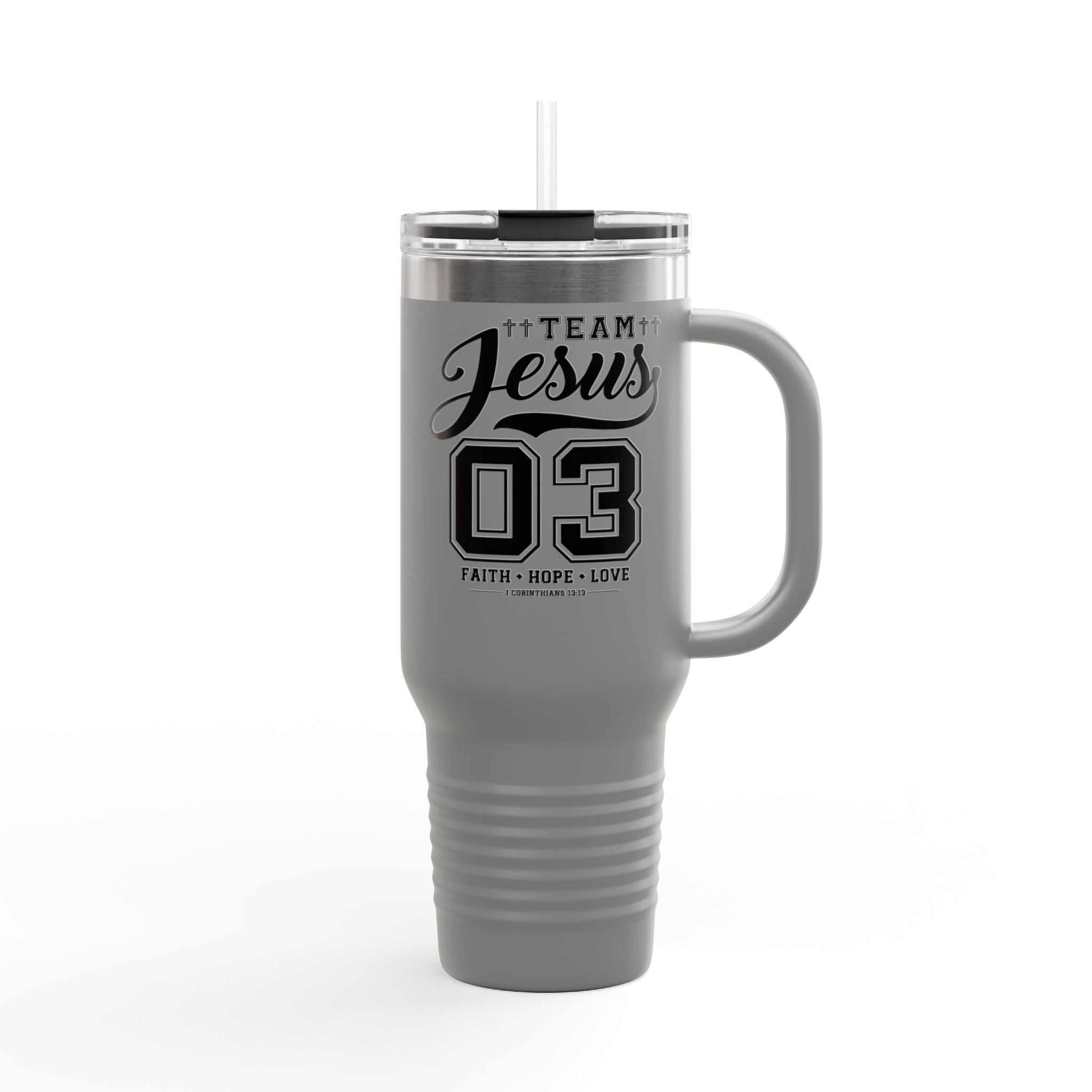 Faith-Inspired Insulated Travel Mug, 40oz - Team Jesus, Custom Tumbler for Gifts, Inspirational Drinkware, Bible Study, Church Events