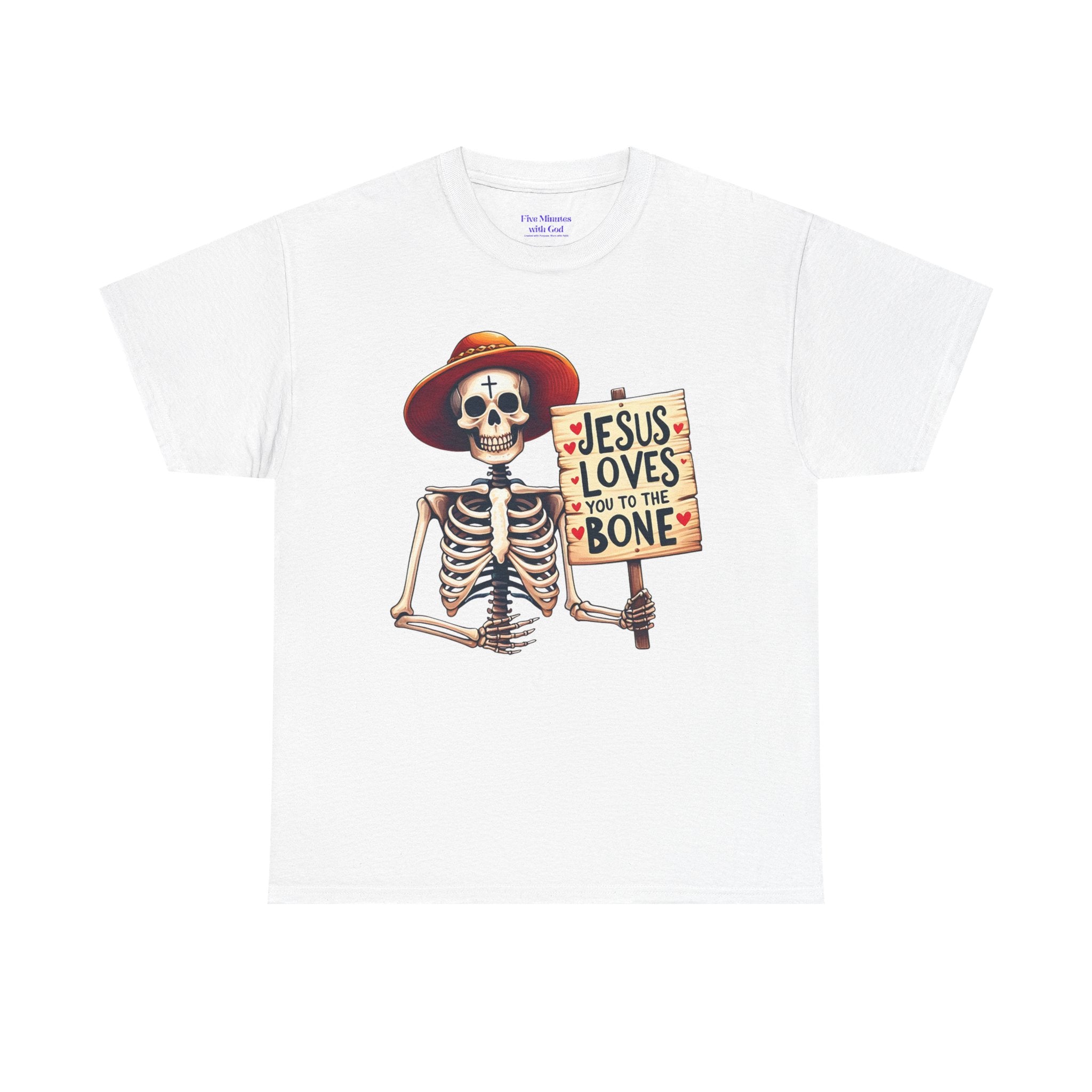 Jesus Loves You to the Bone Tee | Fun Skeleton Shirt, Unisex T-Shirt, Halloween Gift, Faith Apparel, Casual Wear, Holiday Shirt