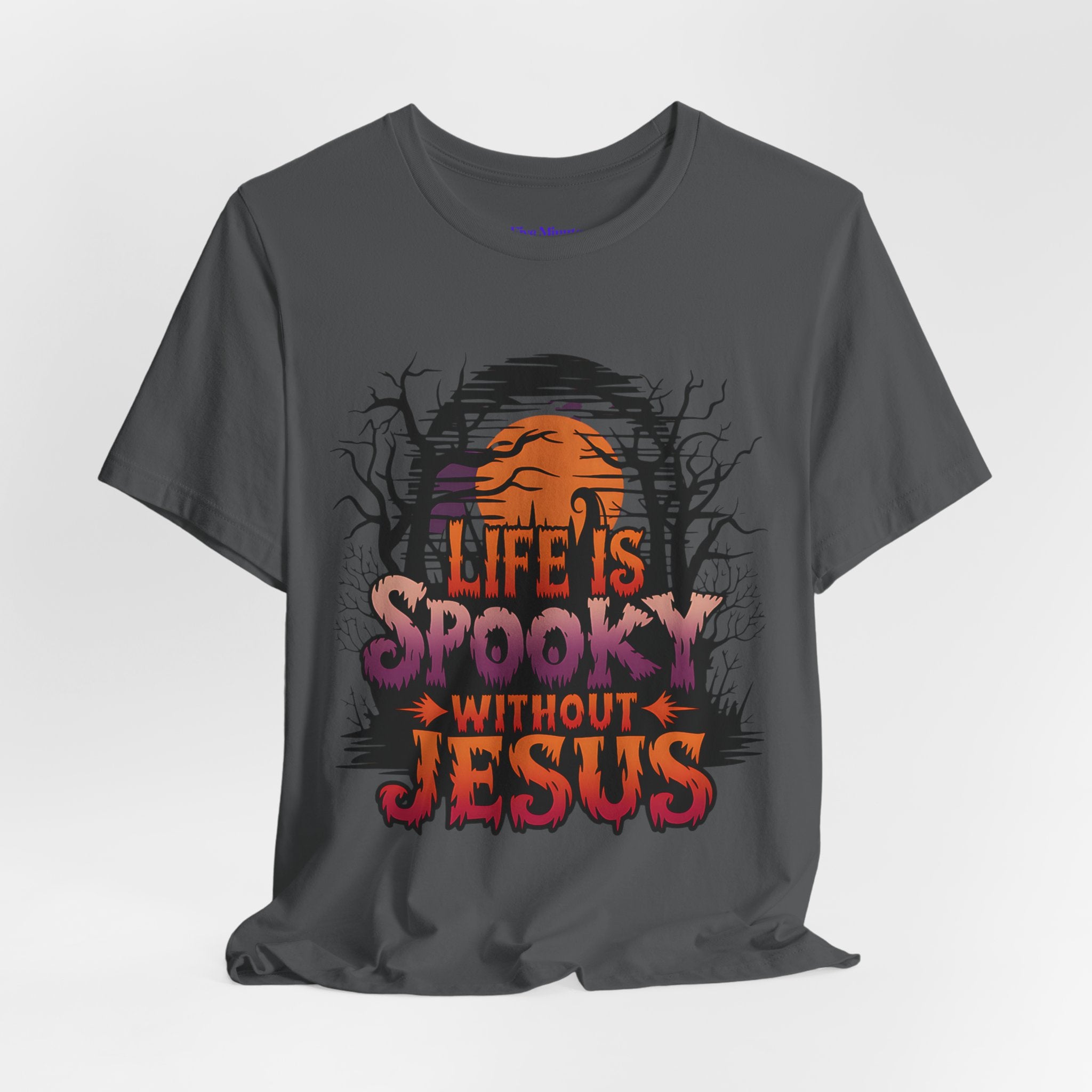 Spooky Jesus Tee - Short Sleeve Unisex Jersey Shirt, Halloween Apparel, Faith-Based Gift, Casual Wear, Everyday Comfort