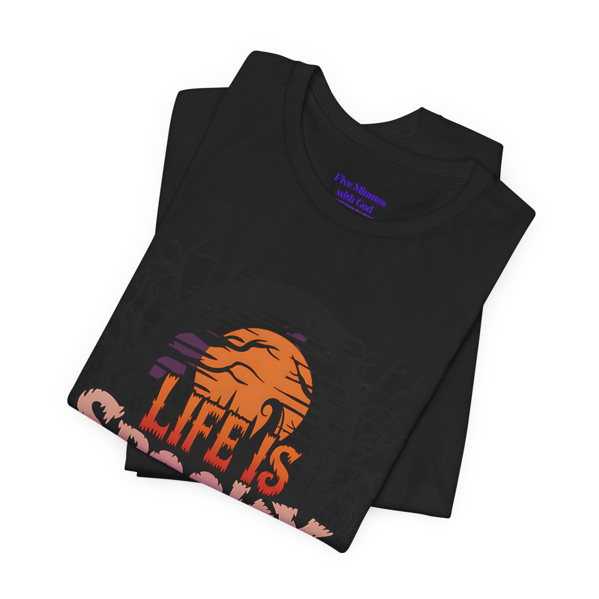 Spooky Jesus Tee - Short Sleeve Unisex Jersey Shirt, Halloween Apparel, Faith-Based Gift, Casual Wear, Everyday Comfort