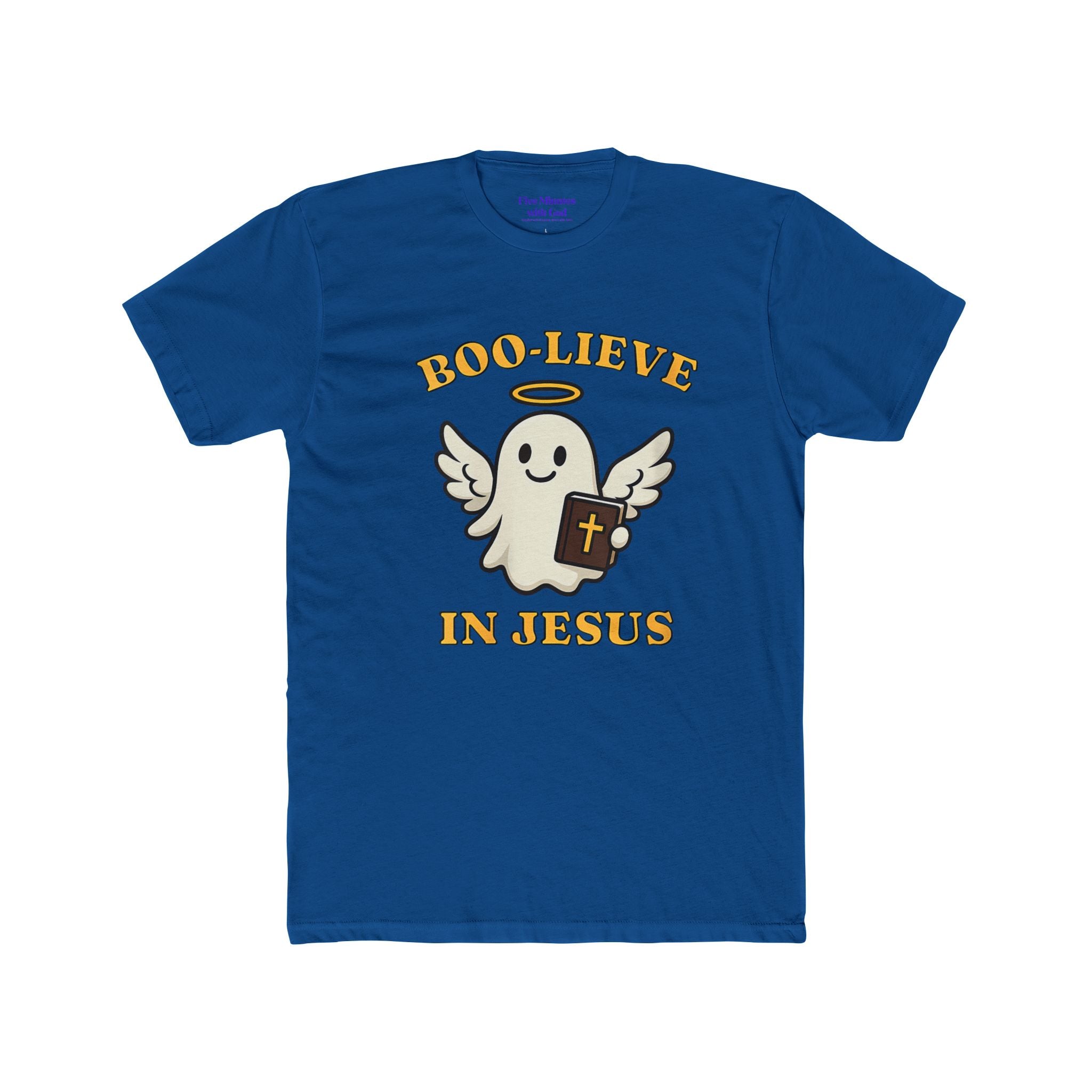 Boo-lieve in Jesus Unisex Crew Tee, Cute Ghost Shirt, Christian T-Shirt, Halloween Faith Apparel, Religious Gift