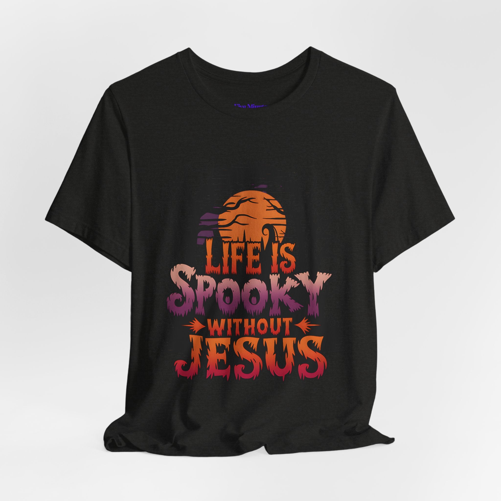 Spooky Jesus Tee - Short Sleeve Unisex Jersey Shirt, Halloween Apparel, Faith-Based Gift, Casual Wear, Everyday Comfort