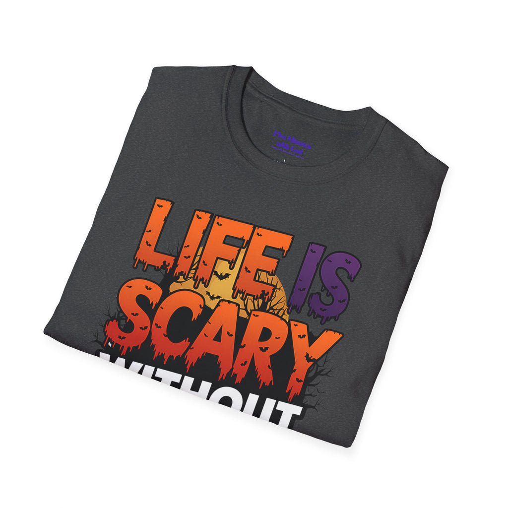 Unisex Softstyle Graphic Tee - Life is Scary Without Jesus, Faith Shirt, Christian T-Shirt, Inspirational Gift, Religious Apparel, [...]