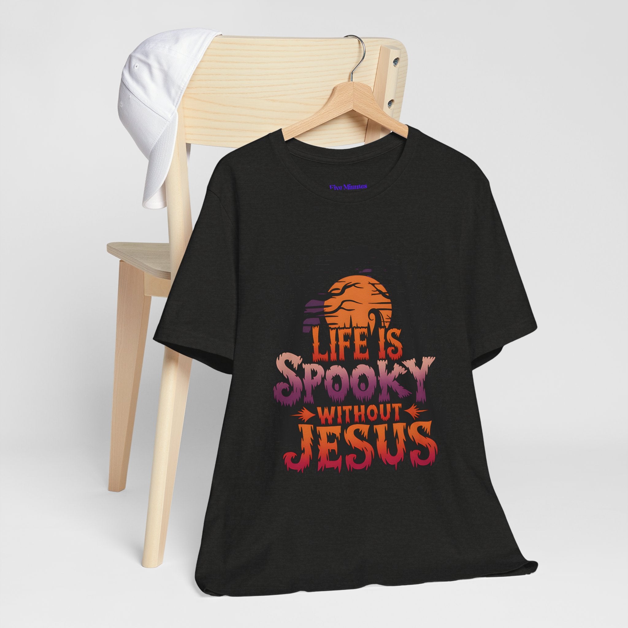 Spooky Jesus Tee - Short Sleeve Unisex Jersey Shirt, Halloween Apparel, Faith-Based Gift, Casual Wear, Everyday Comfort