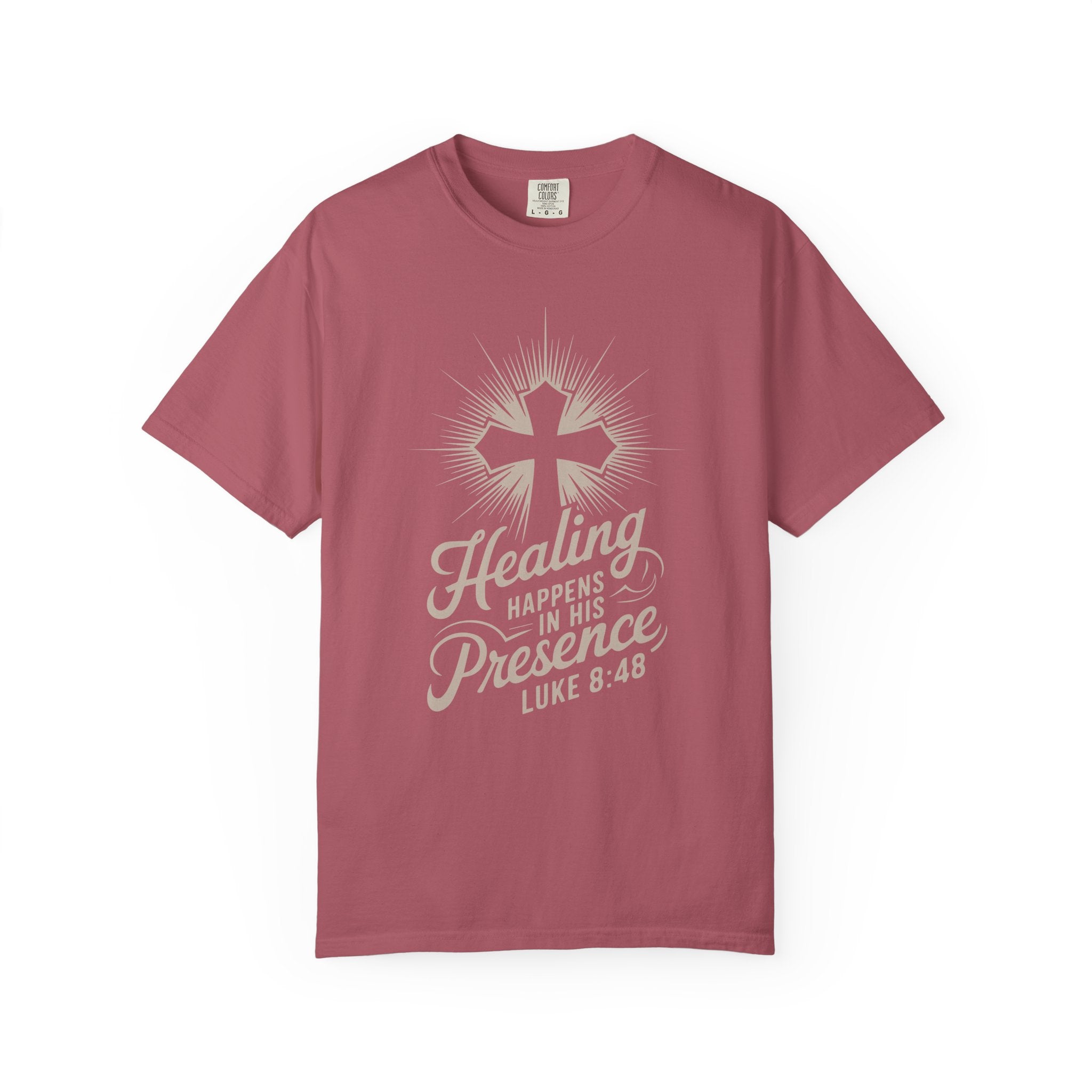 Inspirational Cross Tee - Healing Happens In His Presence