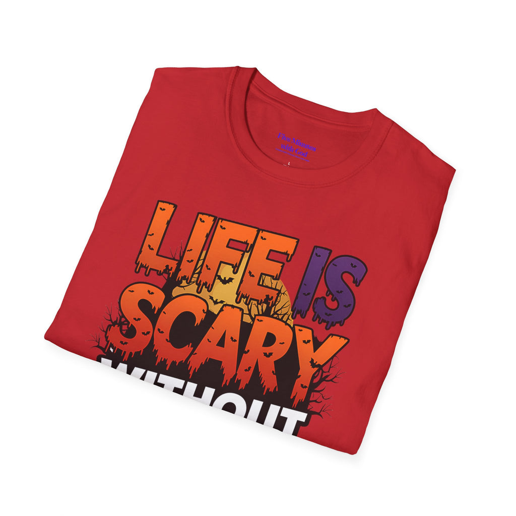 Unisex Softstyle Graphic Tee - Life is Scary Without Jesus, Faith Shirt, Christian T-Shirt, Inspirational Gift, Religious Apparel, [...]