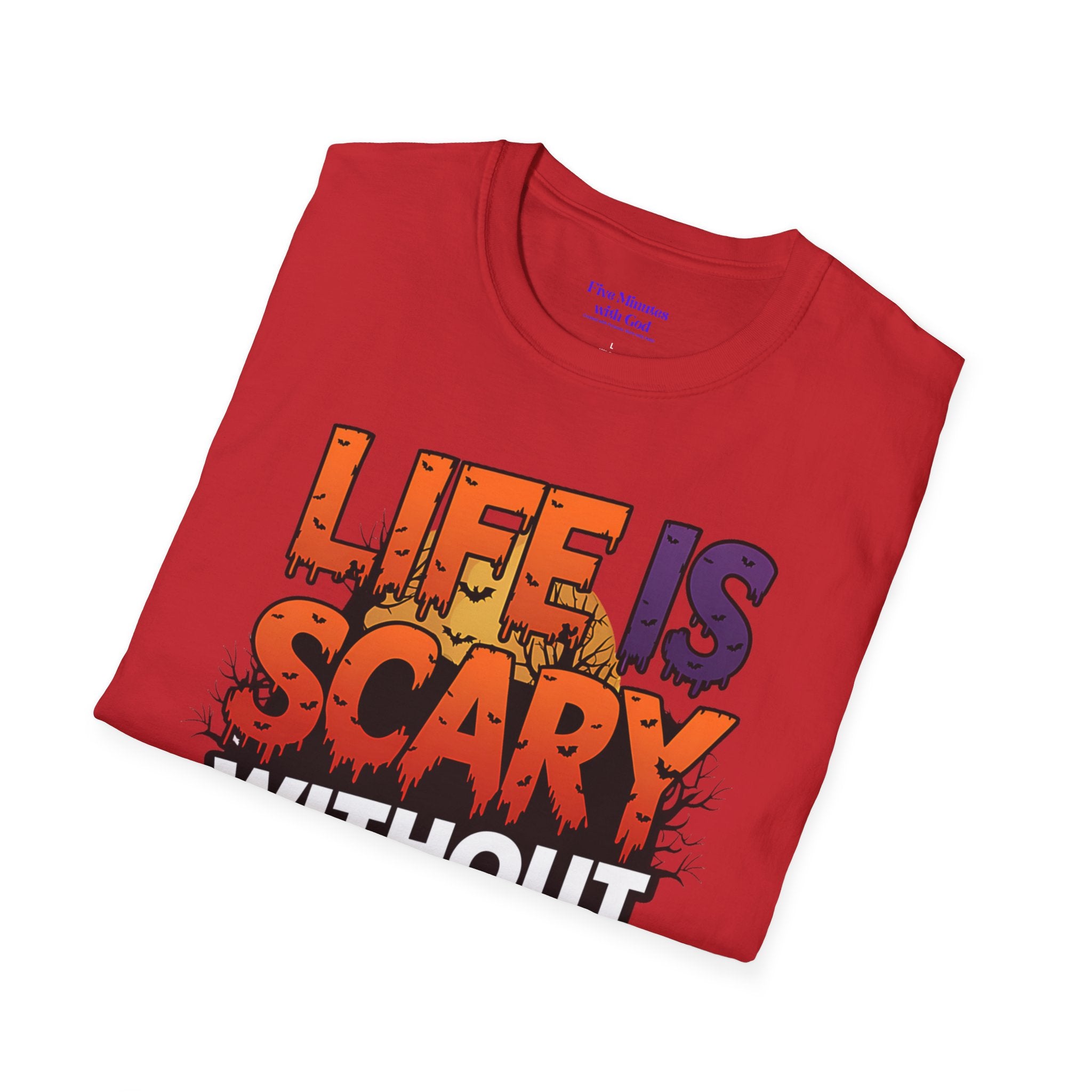 Unisex Softstyle Graphic Tee - Life is Scary Without Jesus, Faith Shirt, Christian T-Shirt, Inspirational Gift, Religious Apparel, [...]